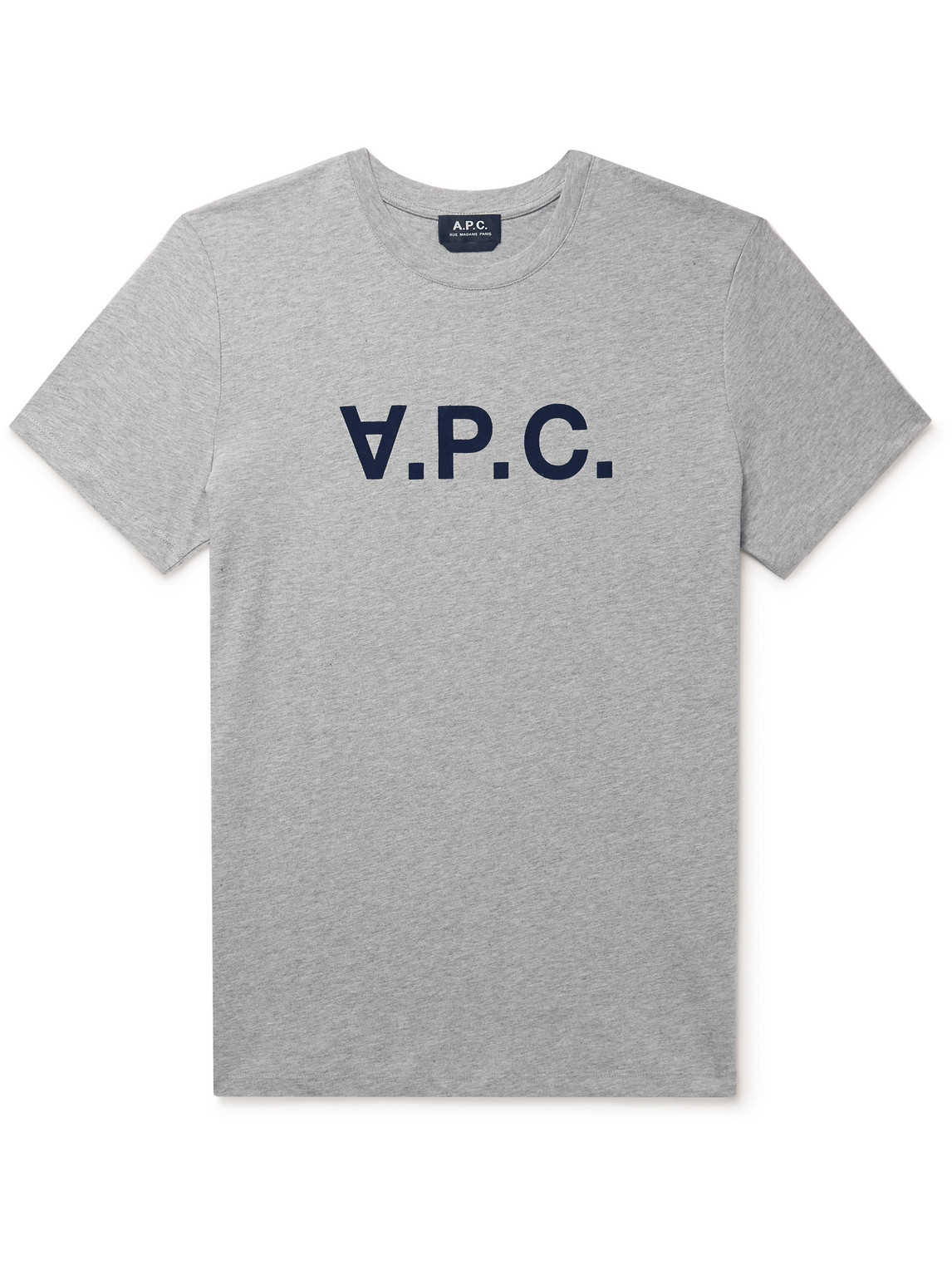 Shop Apc Logo-flocked Cotton-jersey T-shirt In Gray