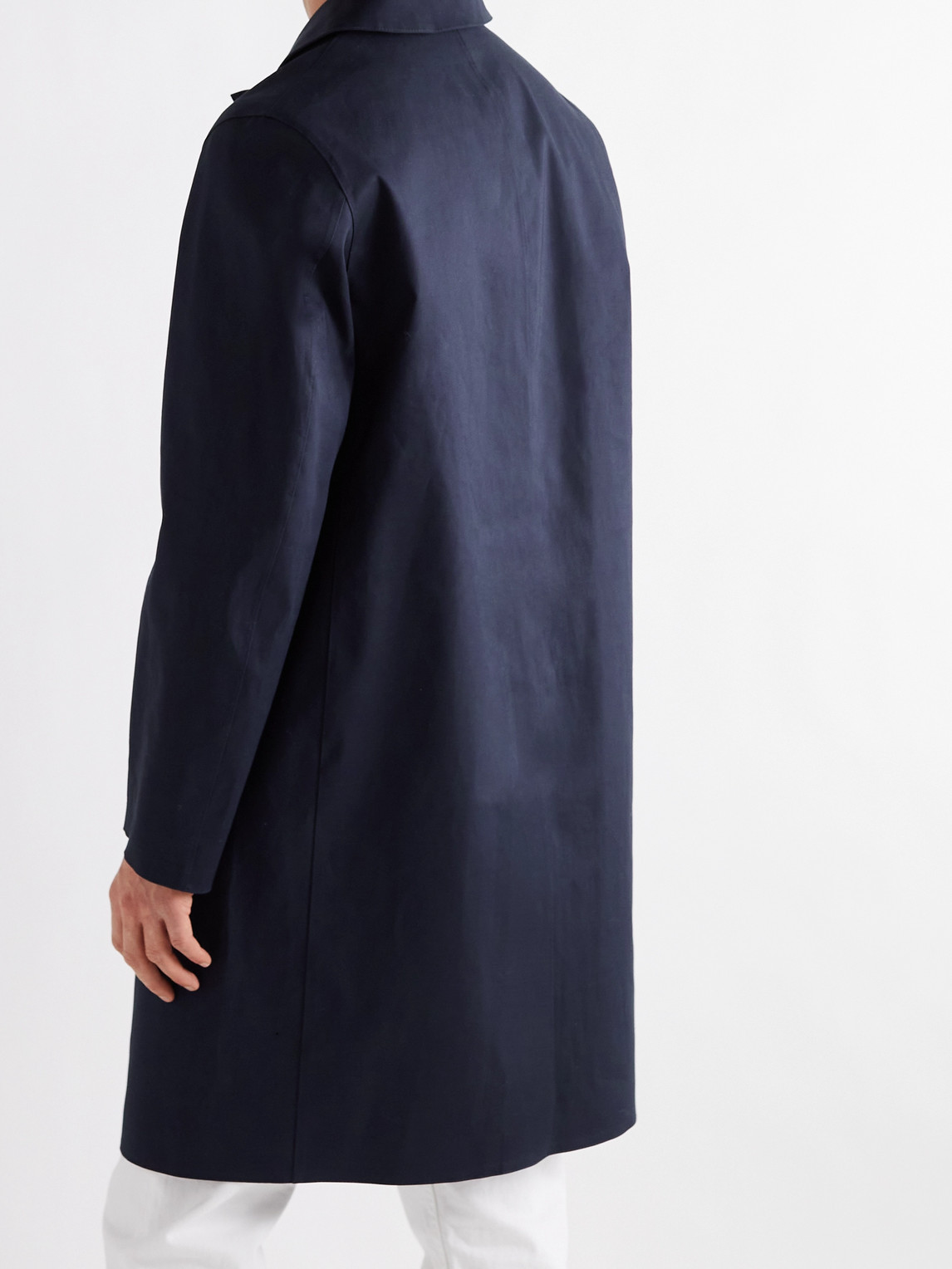 Shop Mackintosh Oxford Bonded Cotton Trench Coat In Blue