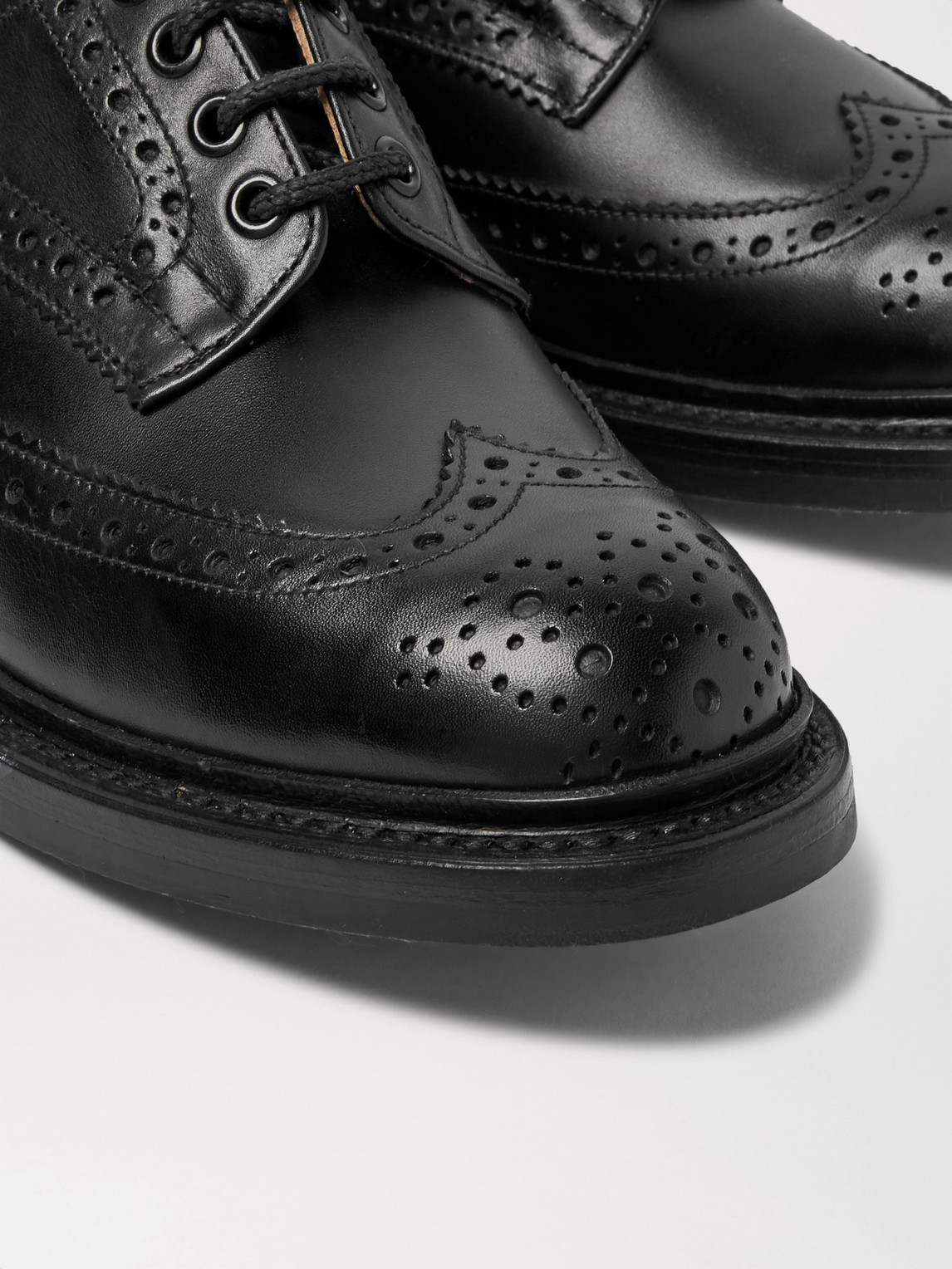 Shop Tricker's Bourton Leather Wingtip Brogues In Black
