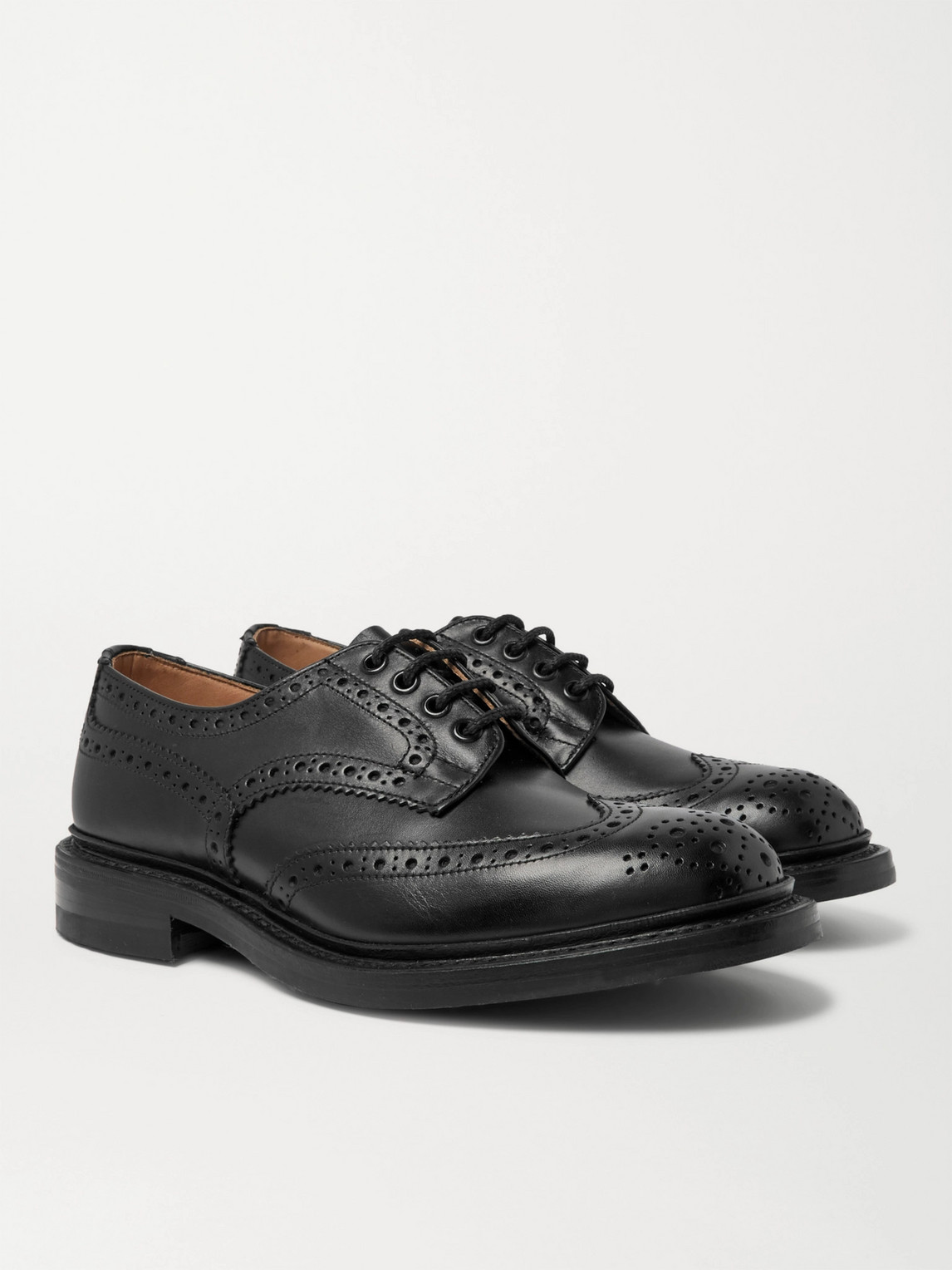 Shop Tricker's Bourton Leather Wingtip Brogues In Black