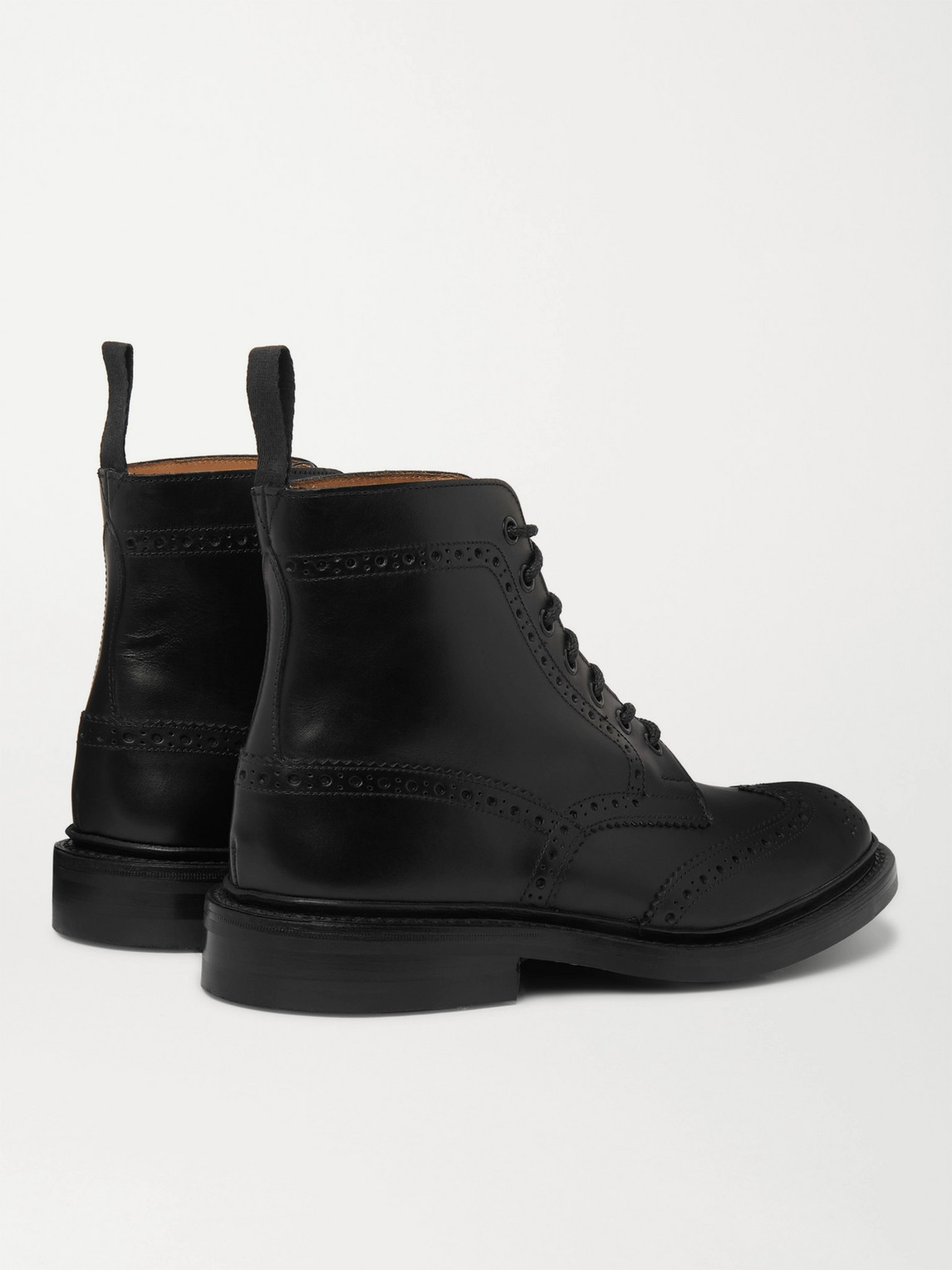 Shop Tricker's Stow Full-grain Leather Brogue Boots In Black