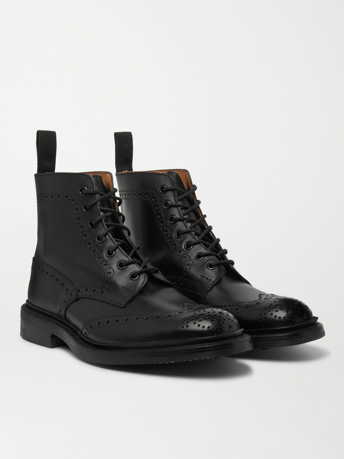Shop Tricker's Stow Full-grain Leather Brogue Boots In Black