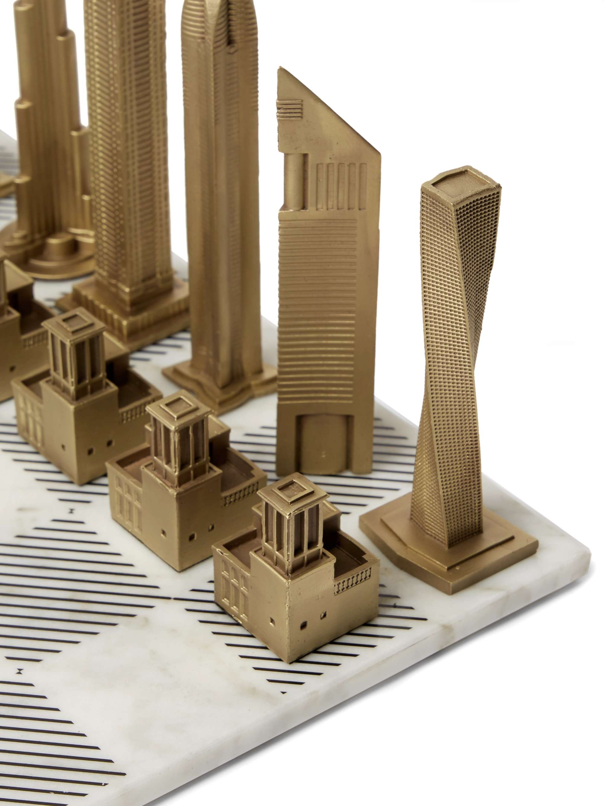 SKYLINE CHESS Paris Marble and Metal Chess Set