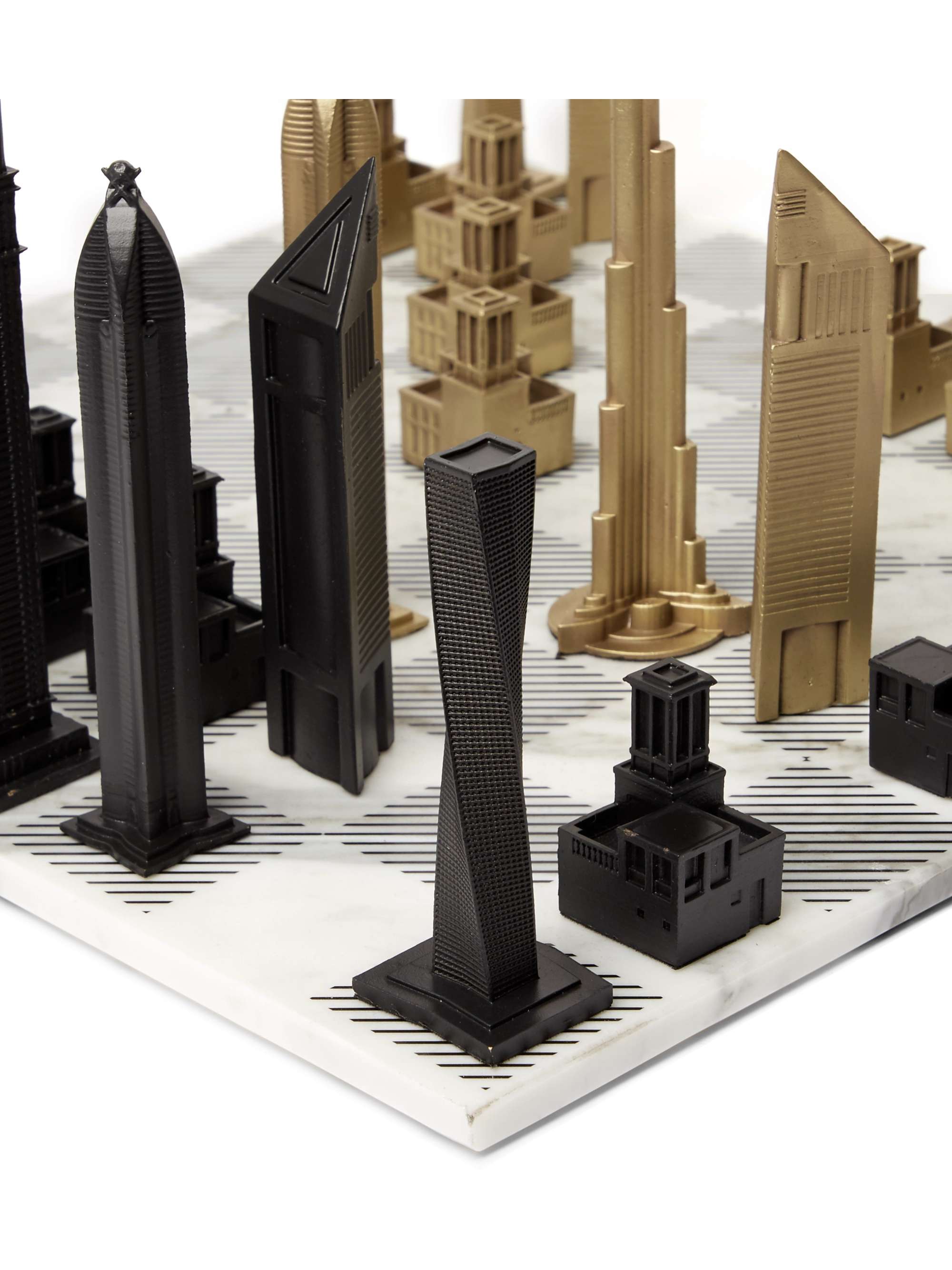 SKYLINE CHESS Paris Marble and Metal Chess Set