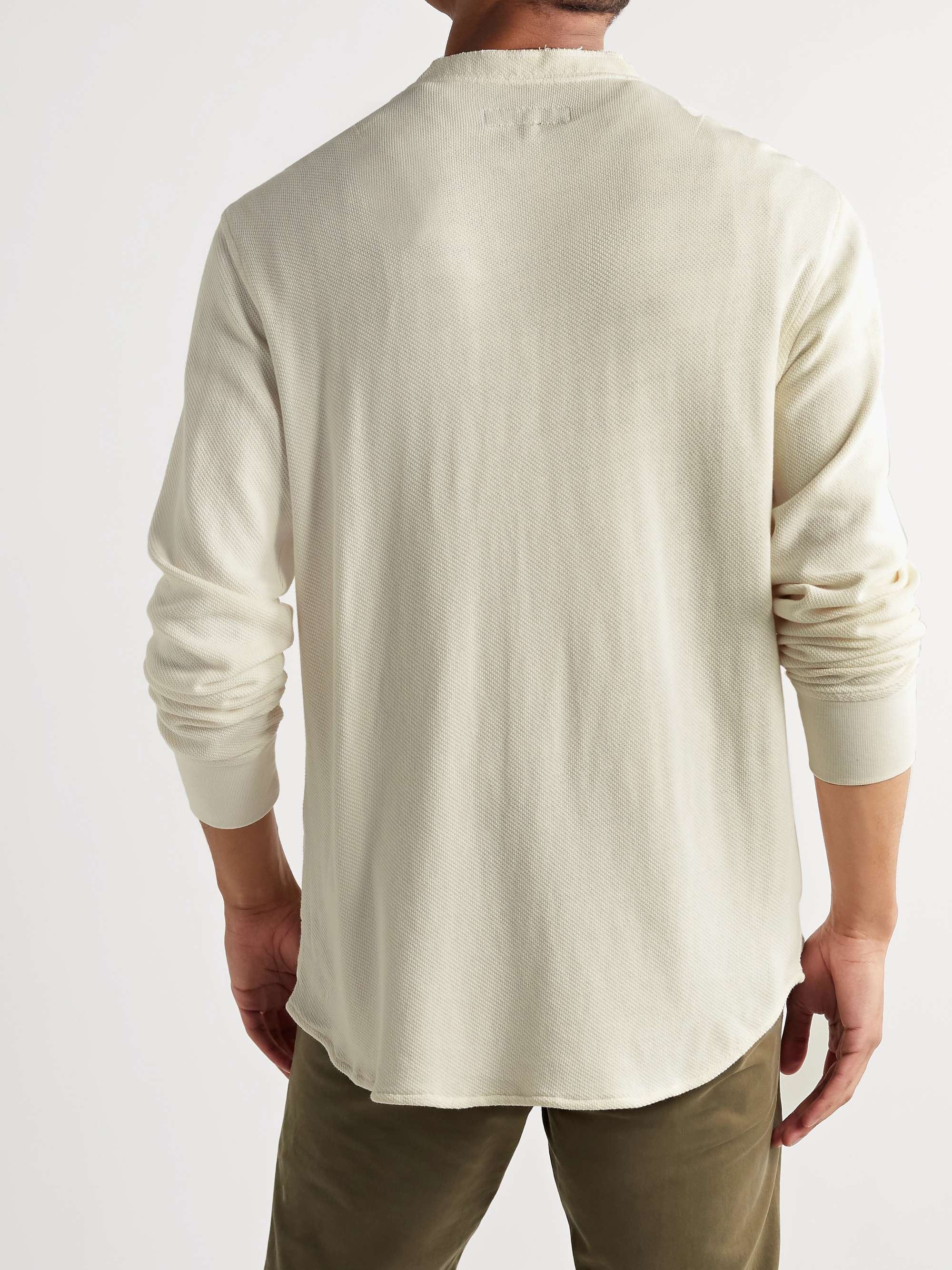 RAG & BONE Baron Honeycomb-Knit Cotton Henley T-Shirt