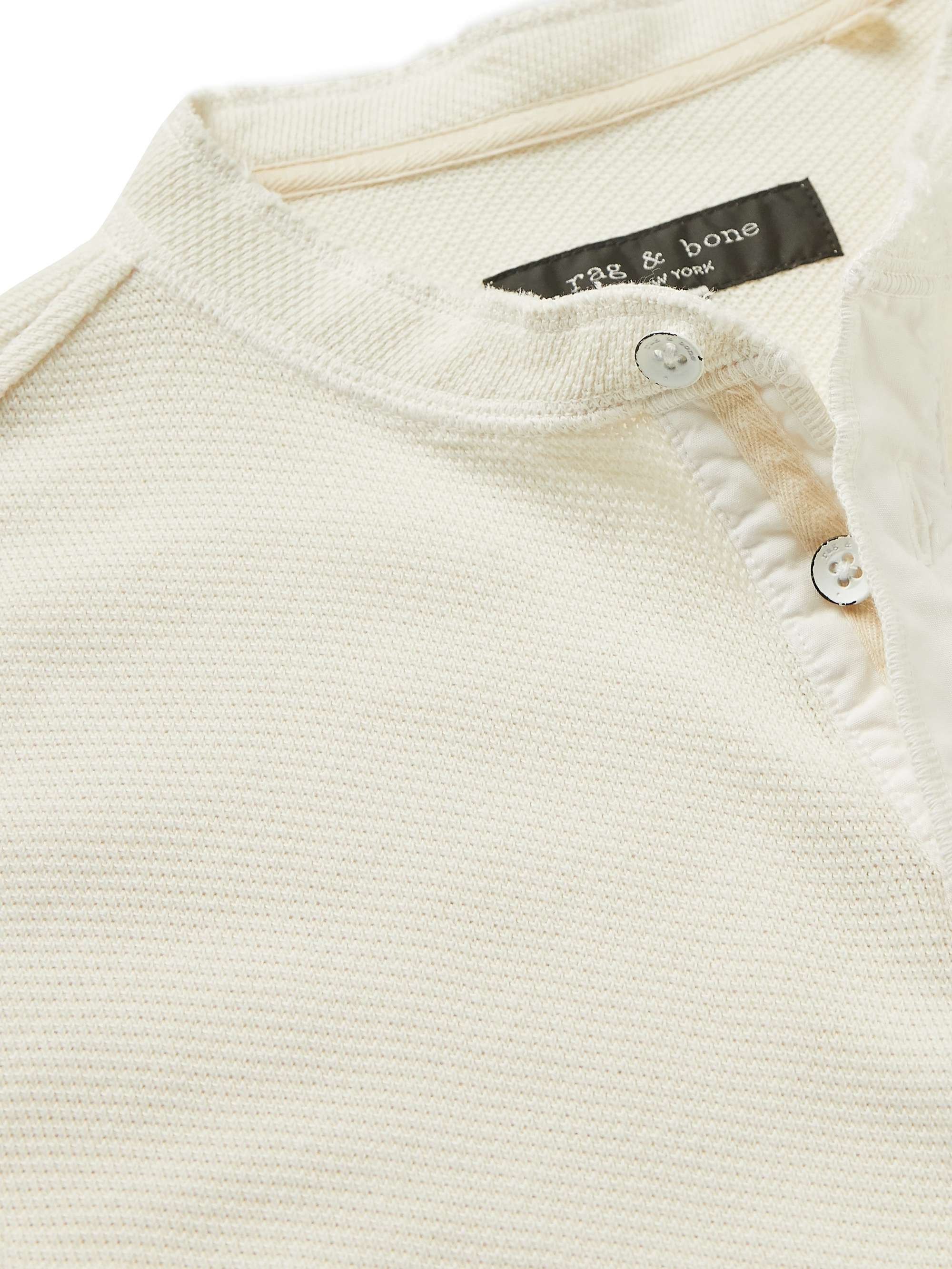 RAG & BONE Baron Honeycomb-Knit Cotton Henley T-Shirt