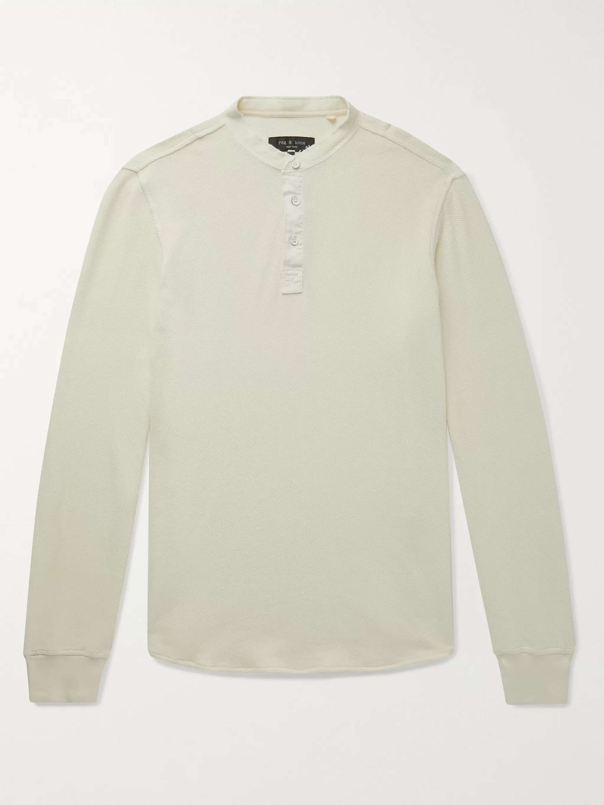 RAG & BONE Baron Honeycomb-Knit Cotton Henley T-Shirt