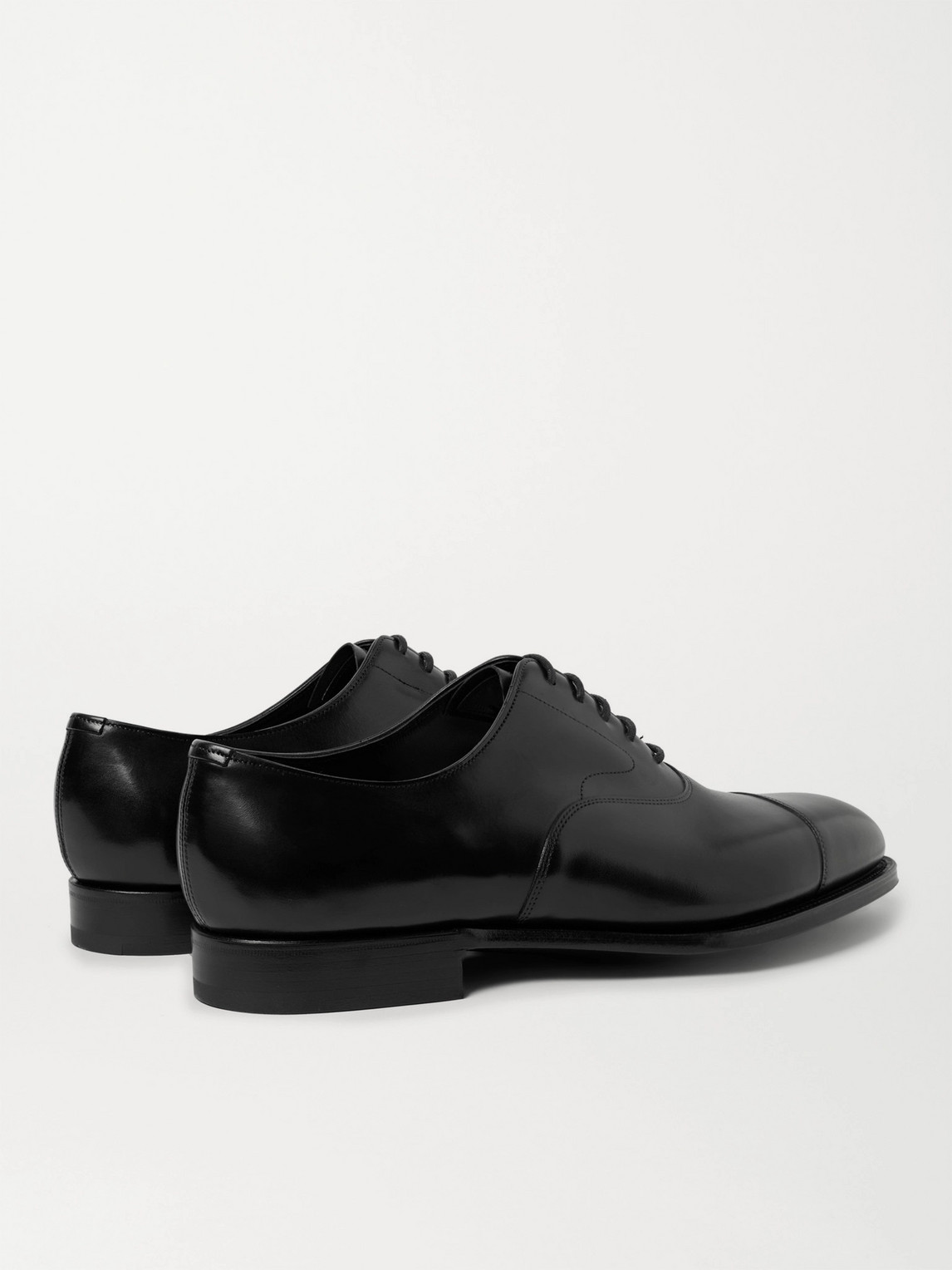 Shop Edward Green Chelsea Cap-toe Burnished-leather Oxford Shoes In Black