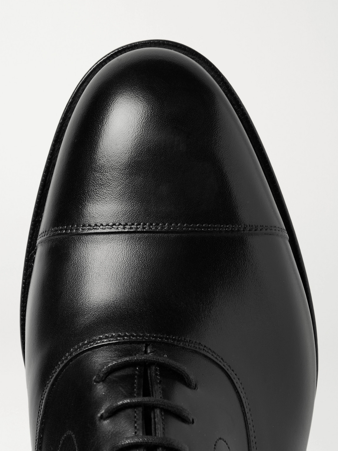 Shop Edward Green Chelsea Cap-toe Burnished-leather Oxford Shoes In Black