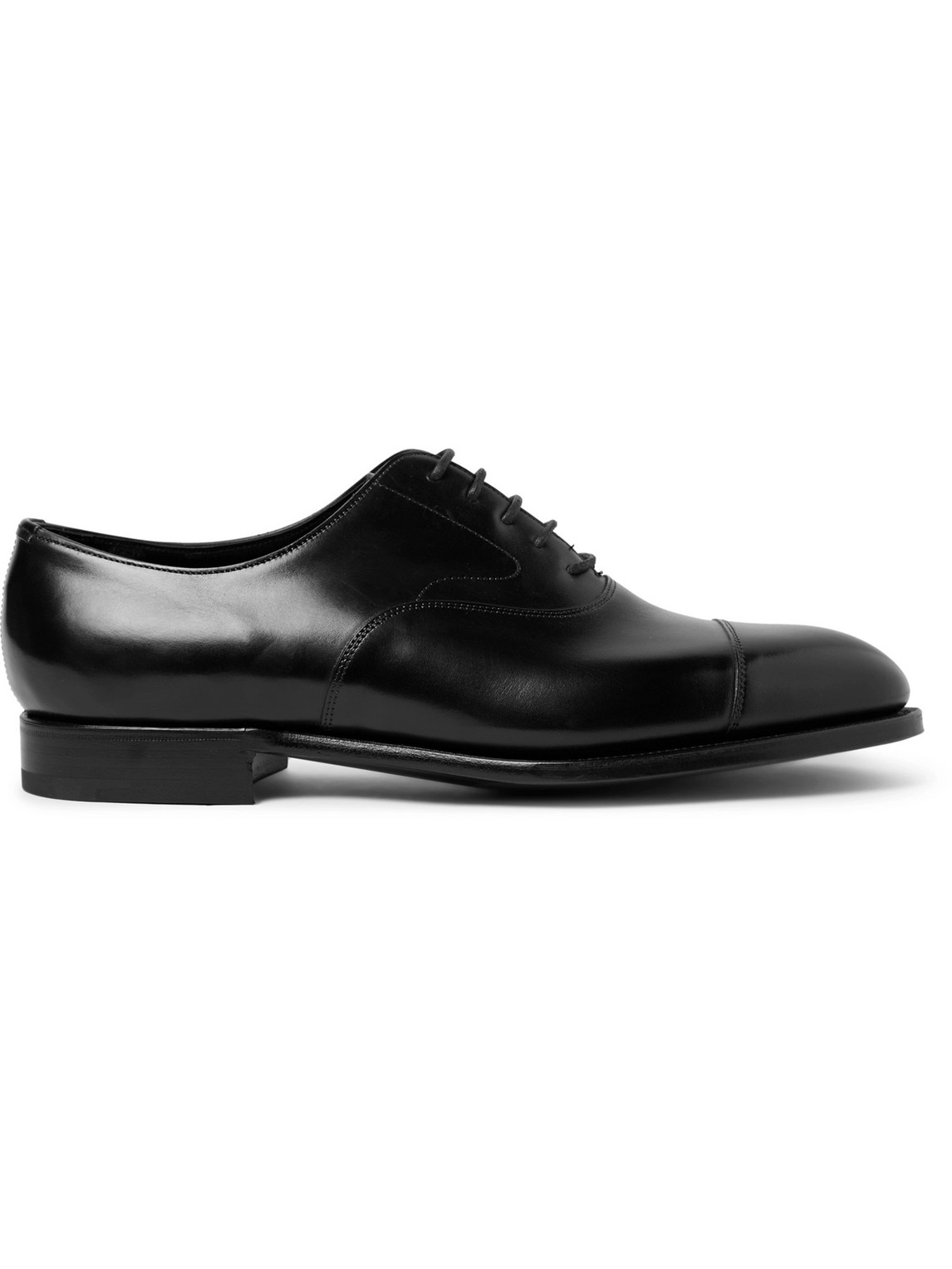 Shop Edward Green Chelsea Cap-toe Burnished-leather Oxford Shoes In Black