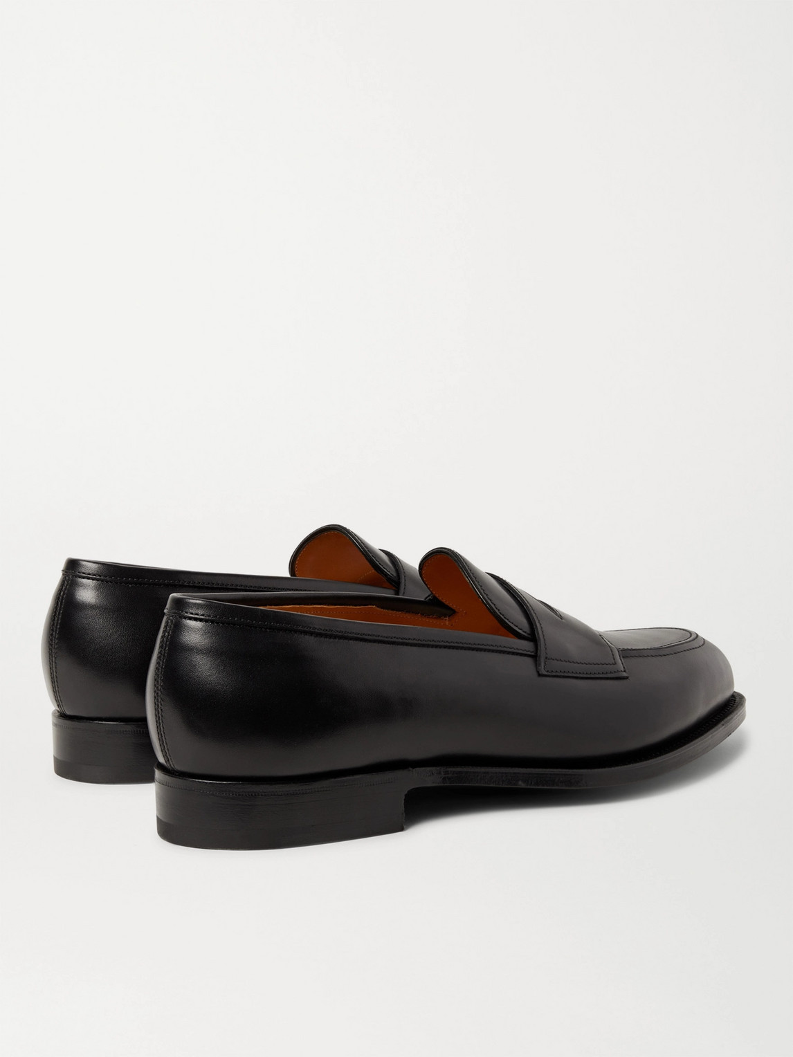 Shop Edward Green Piccadilly Leather Penny Loafers In Black