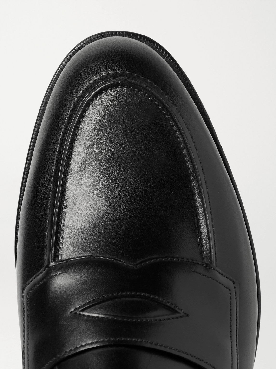 Shop Edward Green Piccadilly Leather Penny Loafers In Black