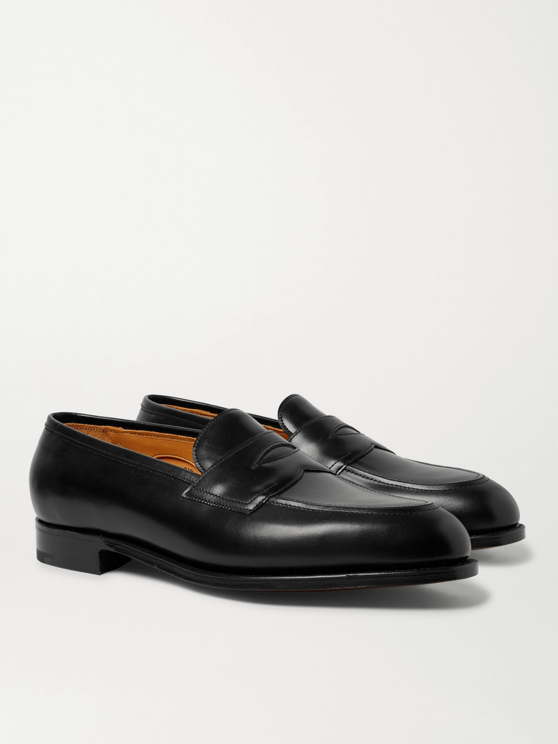 Shop Edward Green Piccadilly Leather Penny Loafers In Black