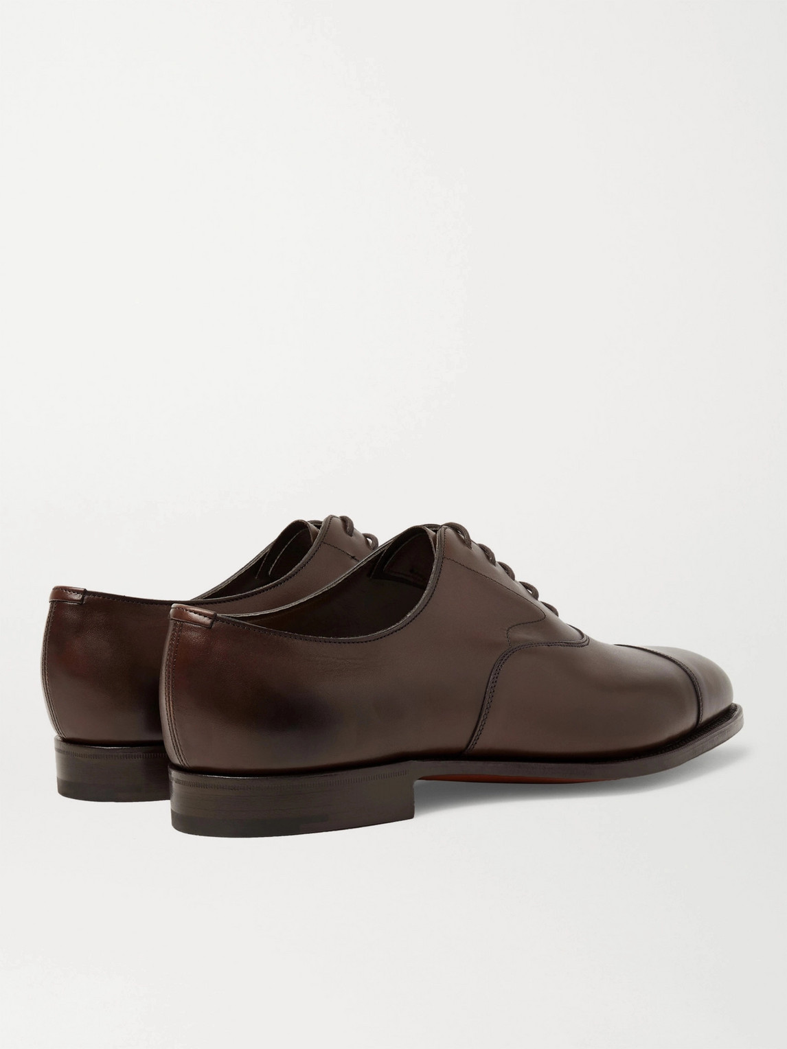 Shop Edward Green Chelsea Cap-toe Burnished-leather Oxford Shoes In Brown