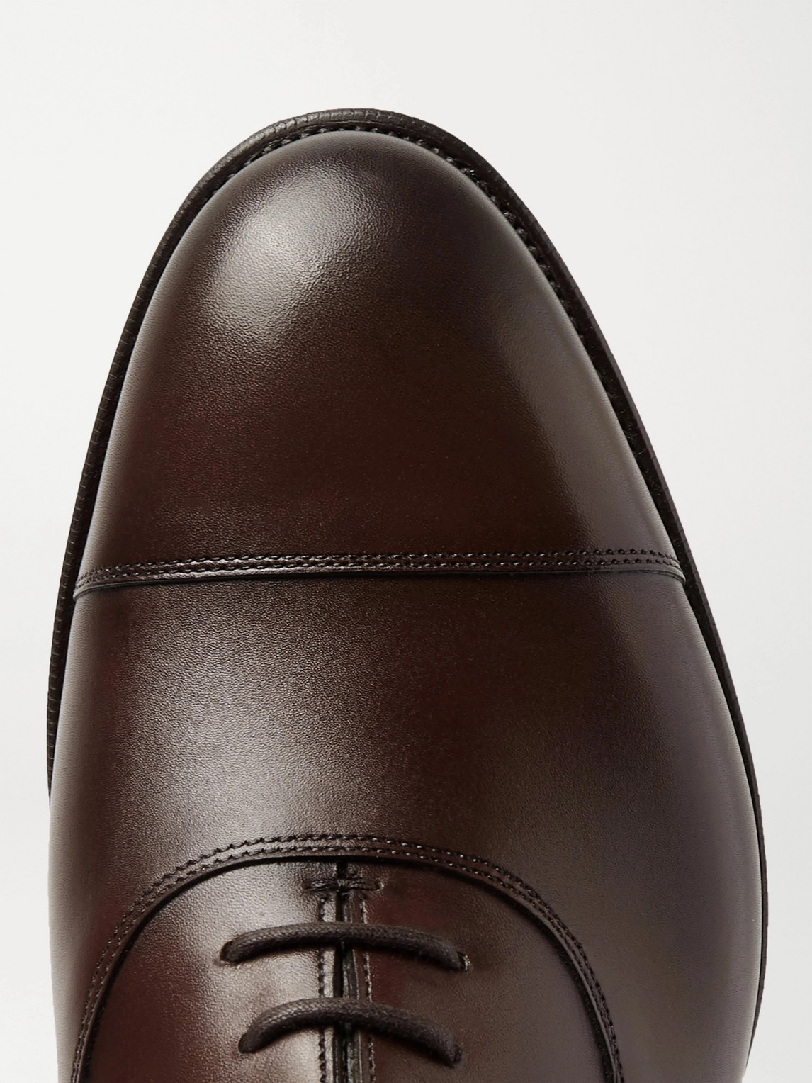 Shop Edward Green Chelsea Cap-toe Burnished-leather Oxford Shoes In Brown