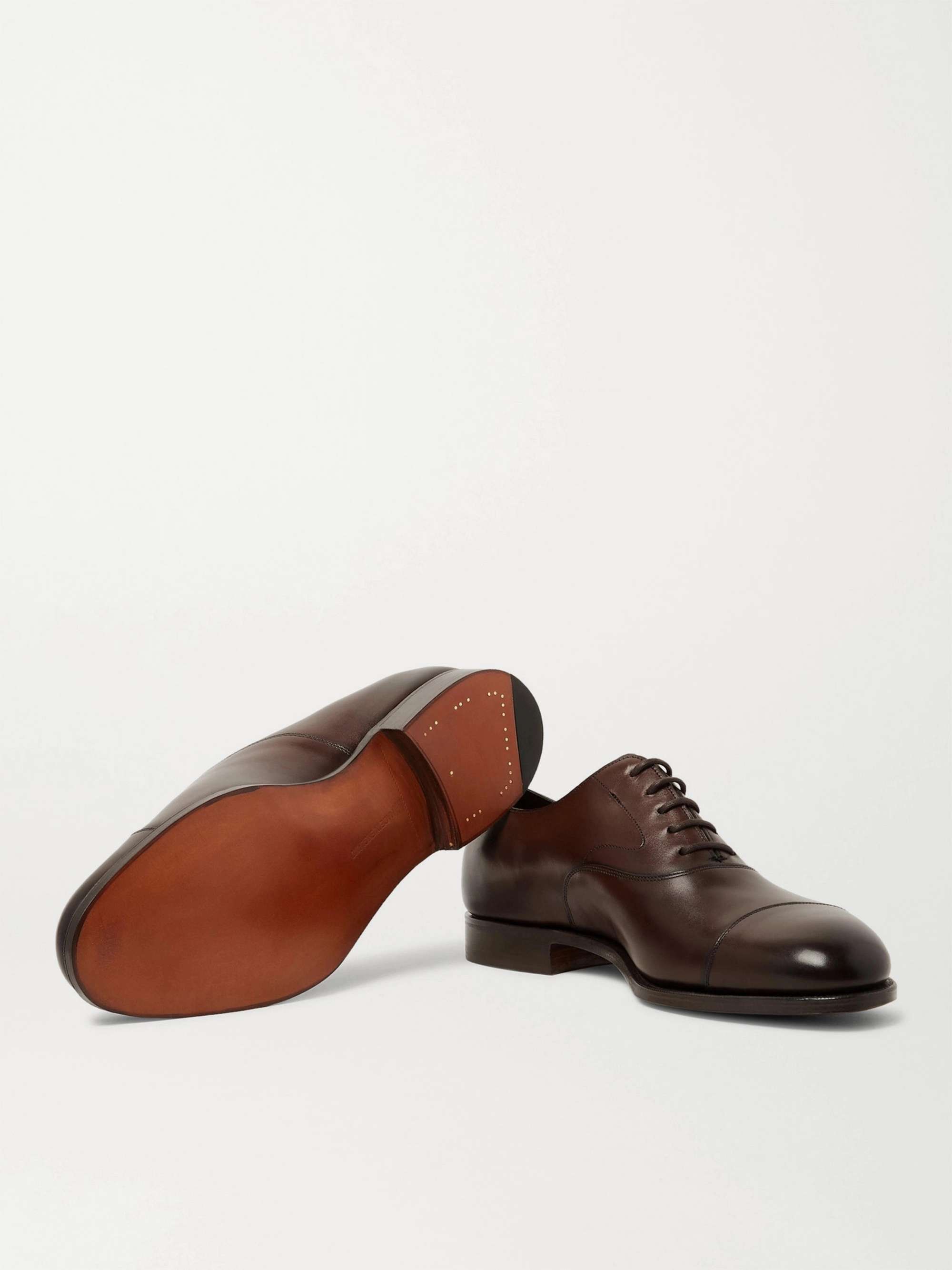 EDWARD GREEN Chelsea Cap-Toe Burnished-Leather Oxford for Men | MR