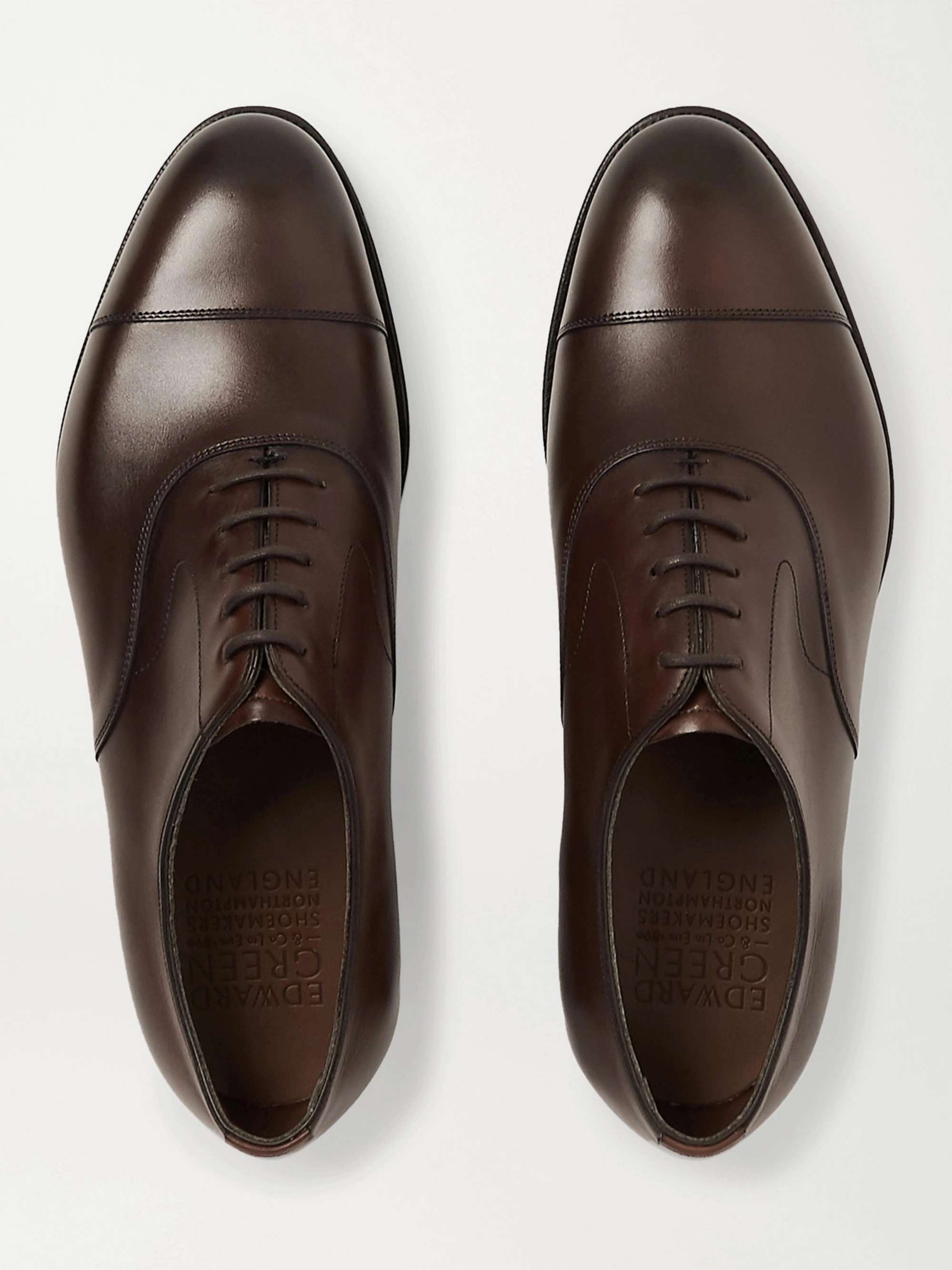 EDWARD GREEN Chelsea Cap-Toe Burnished-Leather Oxford Shoes