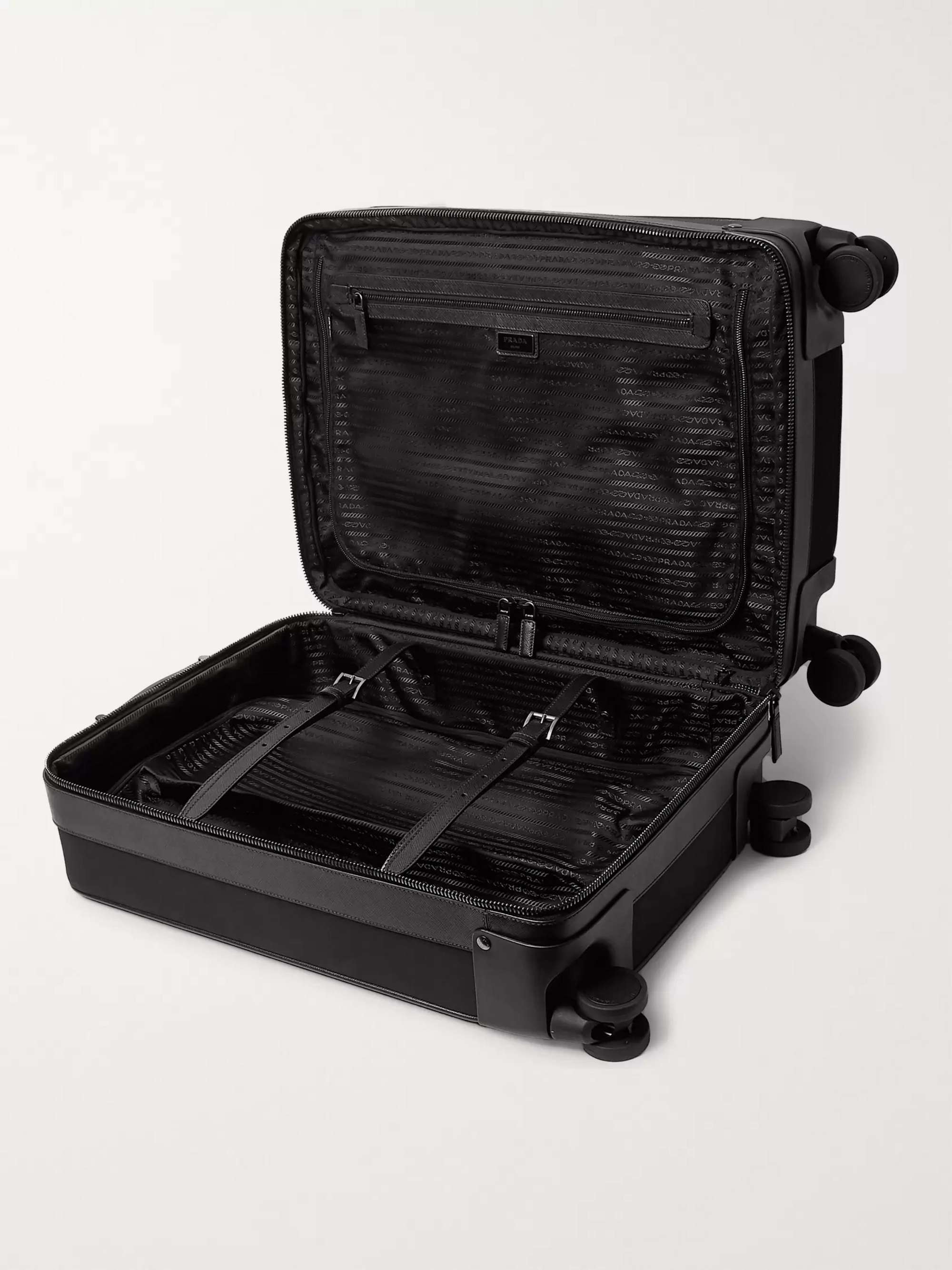 PRADA Leather-Trimmed Canvas Carry-On Suitcase
