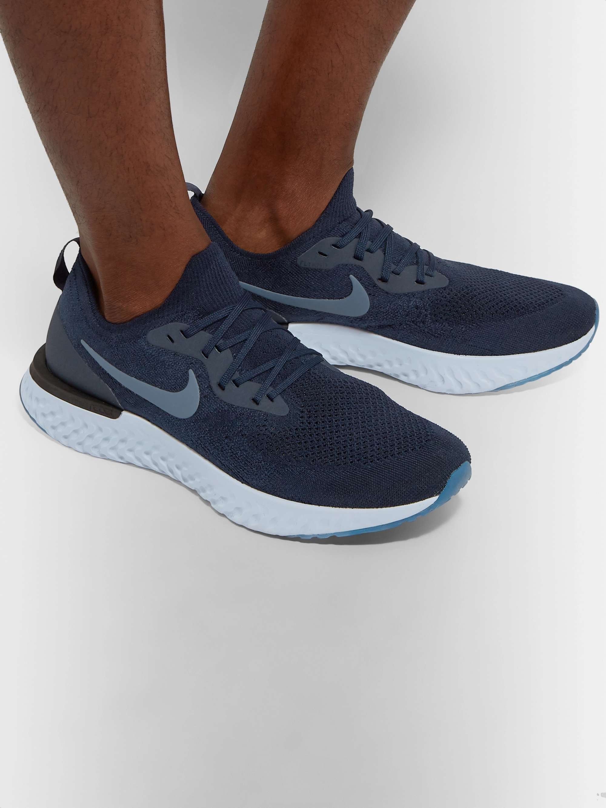 NIKE RUNNING Epic React Rubber-Trimmed Flyknit Sneakers