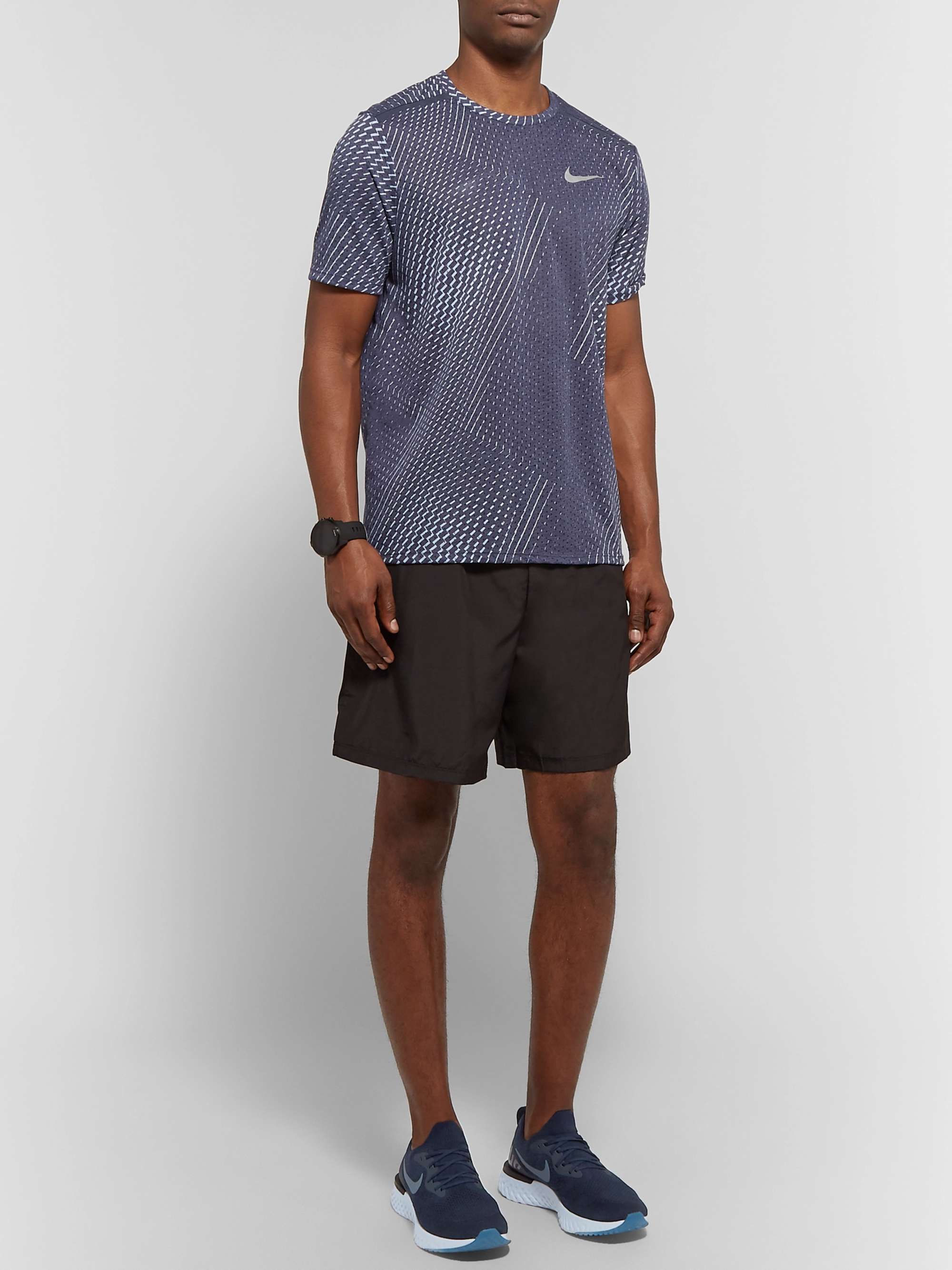 NIKE RUNNING Epic React Rubber-Trimmed Flyknit Sneakers