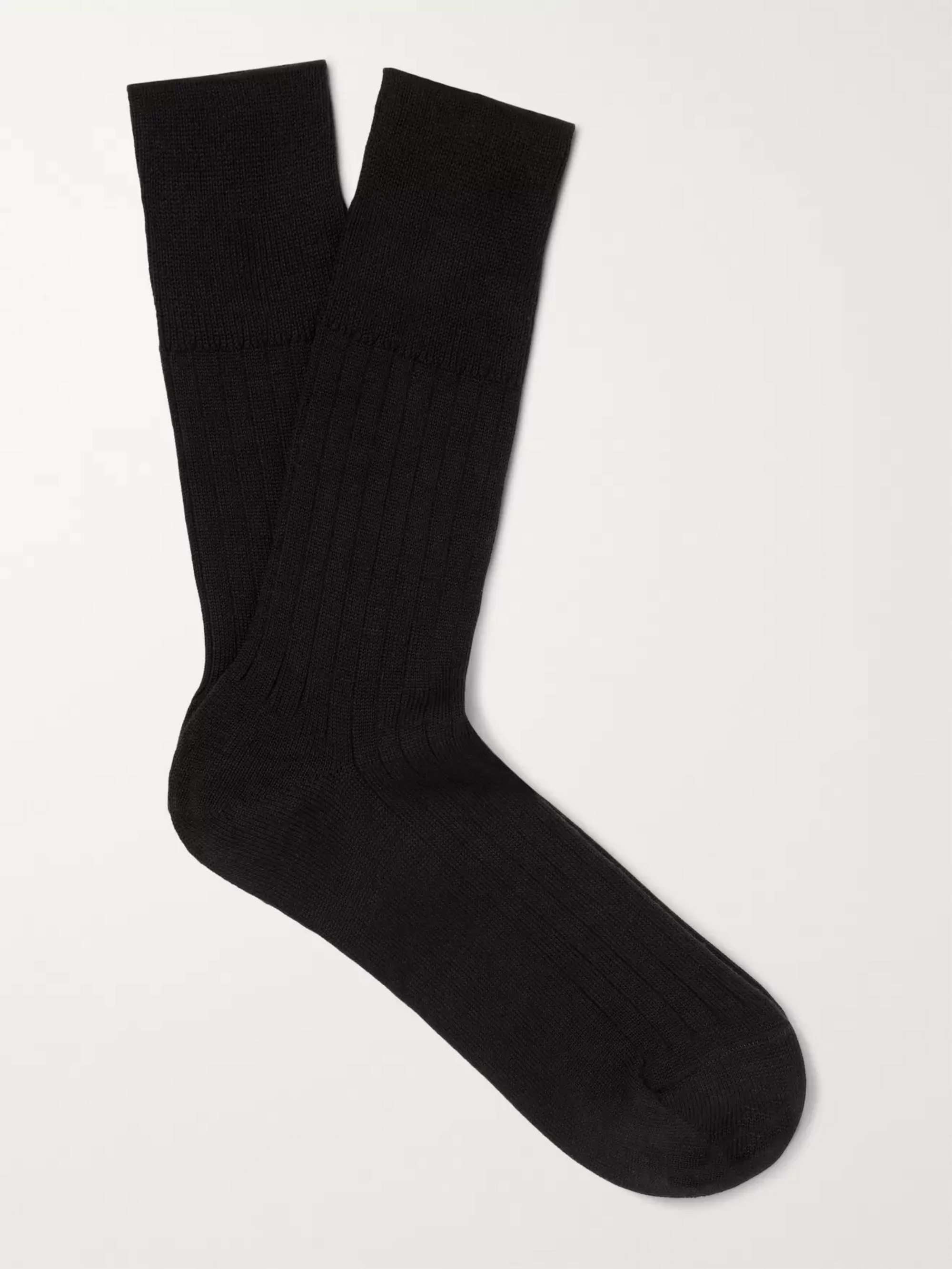 MR P. Ribbed Cotton-Blend Socks