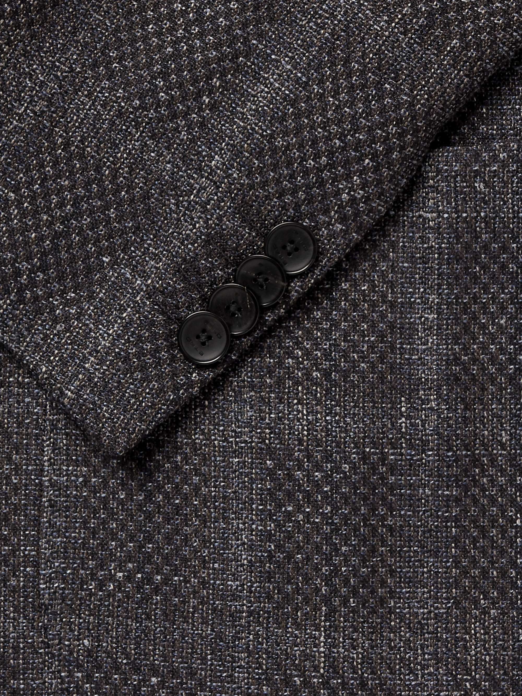 ETRO Grey Checked Wool, Silk and Linen-Blend Blazer