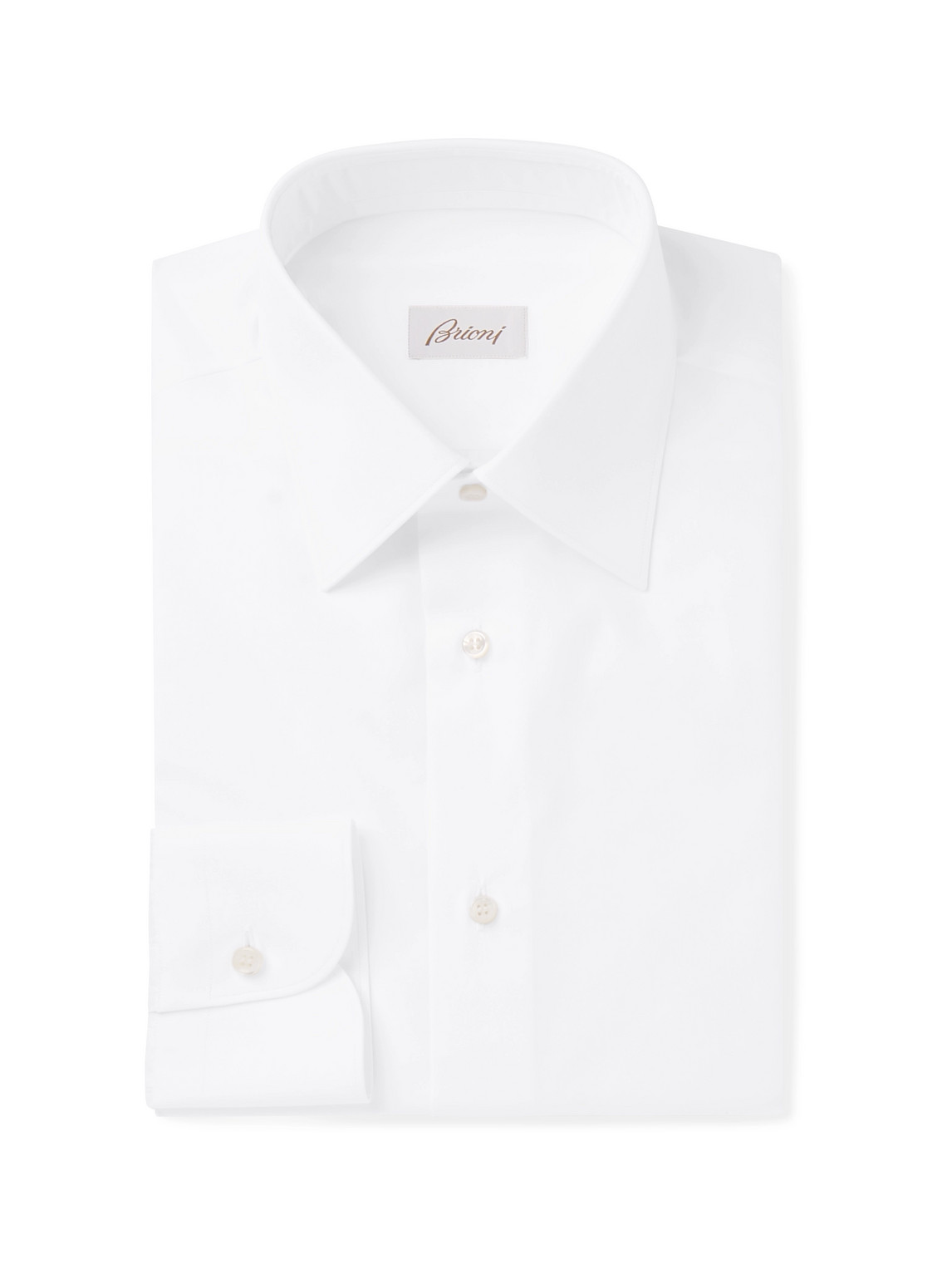Shop Brioni Slim-fit Cotton-poplin Shirt In White
