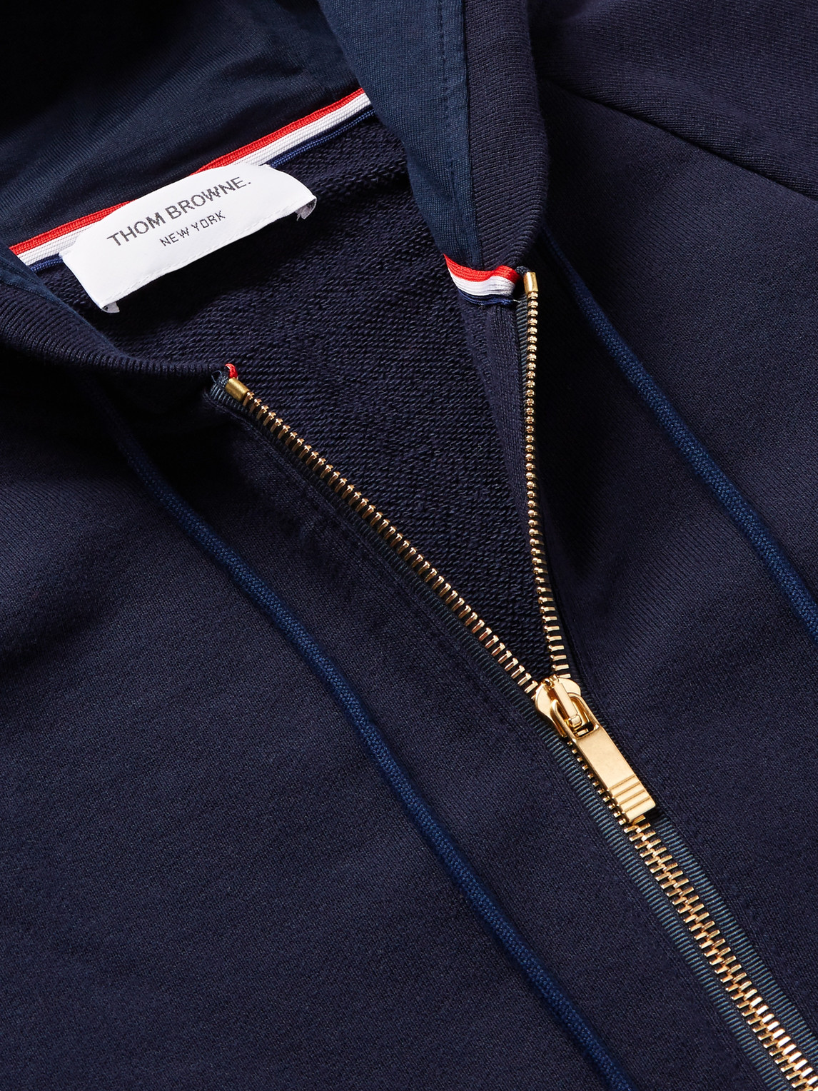 Thom Browne Slim-fit Striped Loopback Cotton-jersey Zip-up Hoodie In Blue