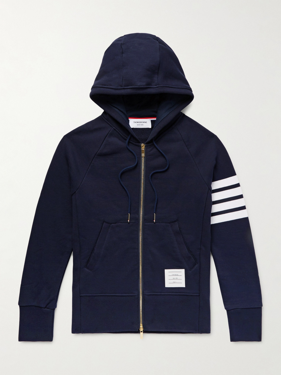 Thom Browne Slim-Fit Striped Loopback Cotton-Jersey Zip-Up Hoodie - Men