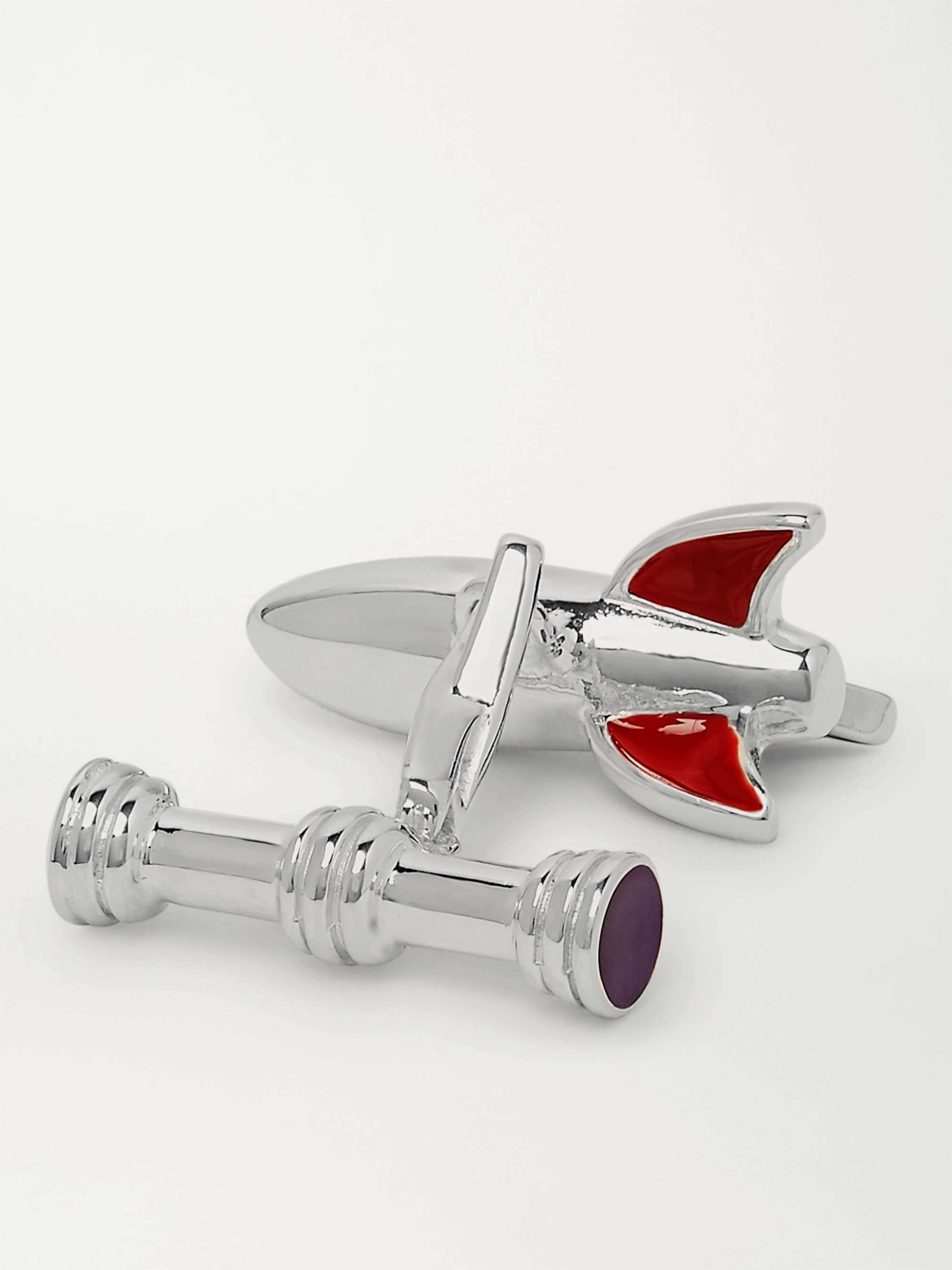 ASPREY Rocket Sterling Silver and Enamel Cufflinks