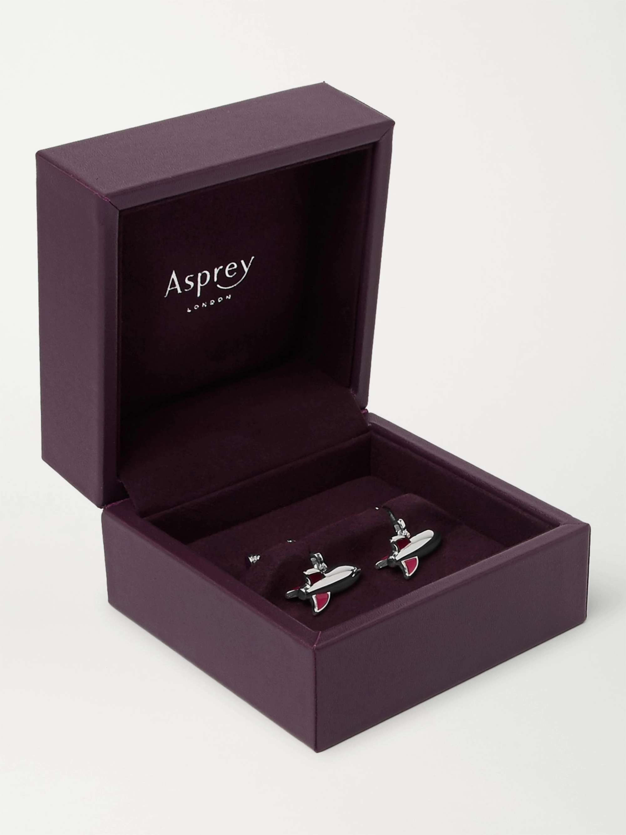 ASPREY Rocket Sterling Silver and Enamel Cufflinks