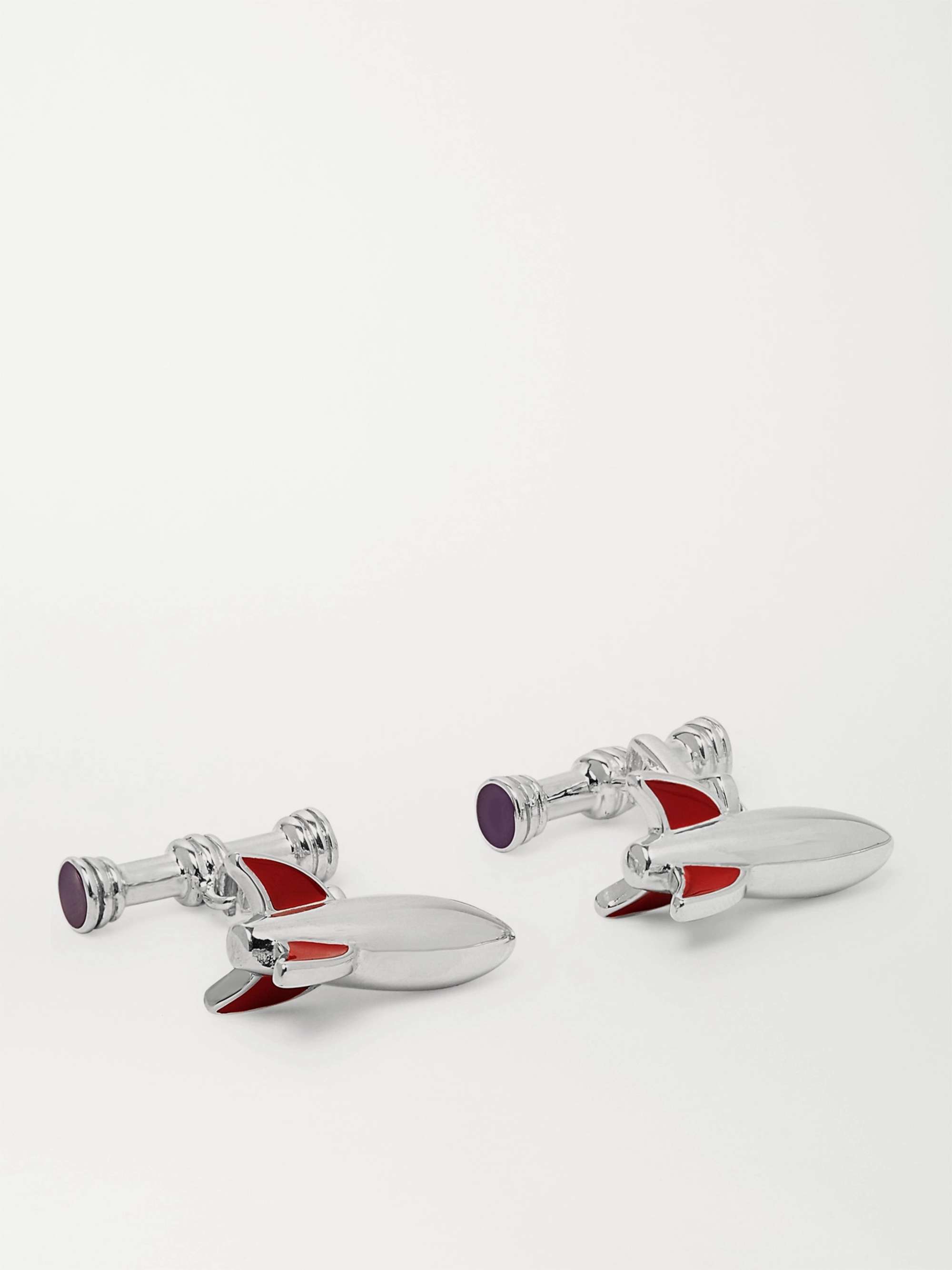 ASPREY Rocket Sterling Silver and Enamel Cufflinks