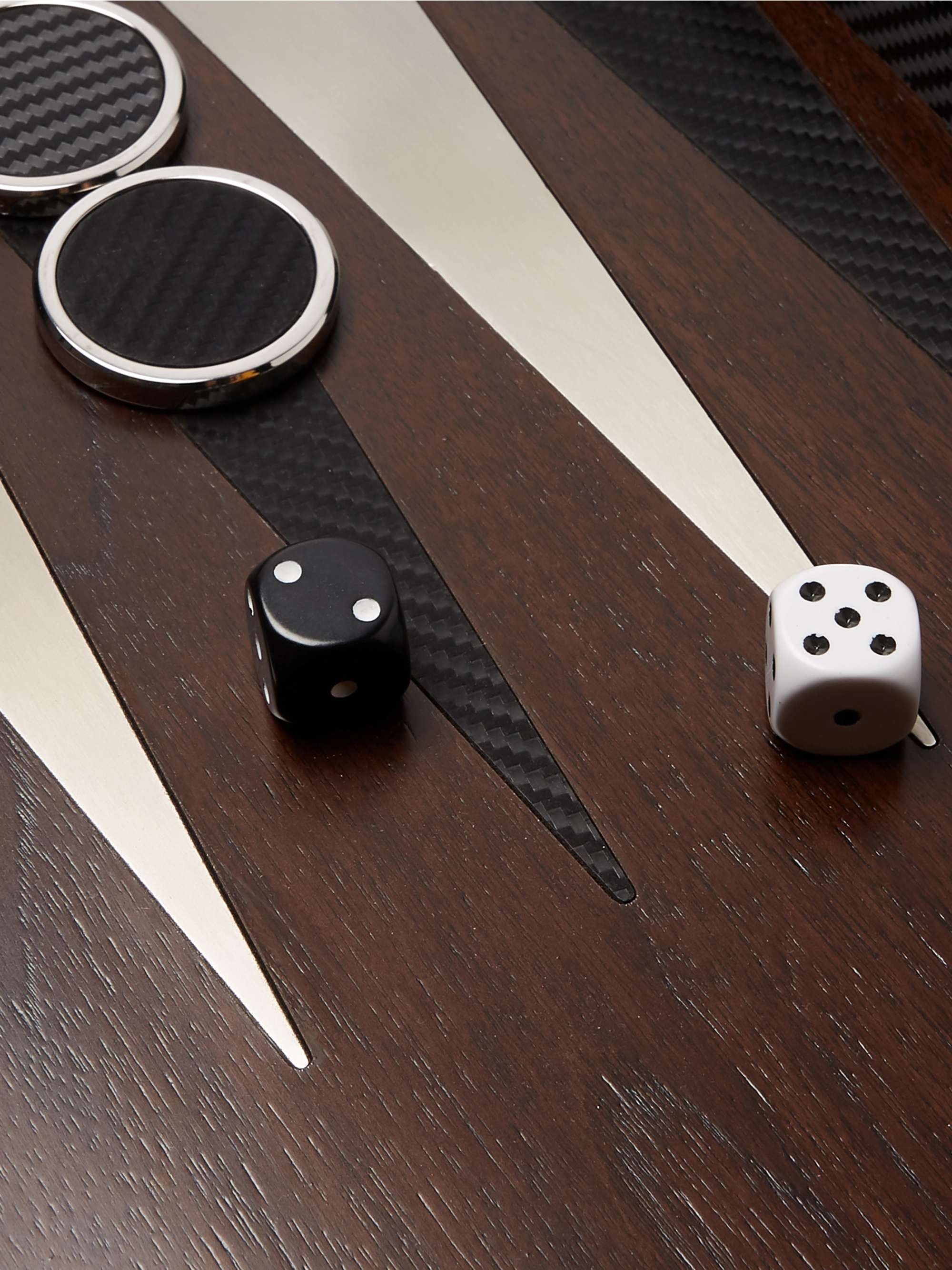 RALPH LAUREN HOME Sutton Walnut, Leather and Stainless Steel Backgammon Set
