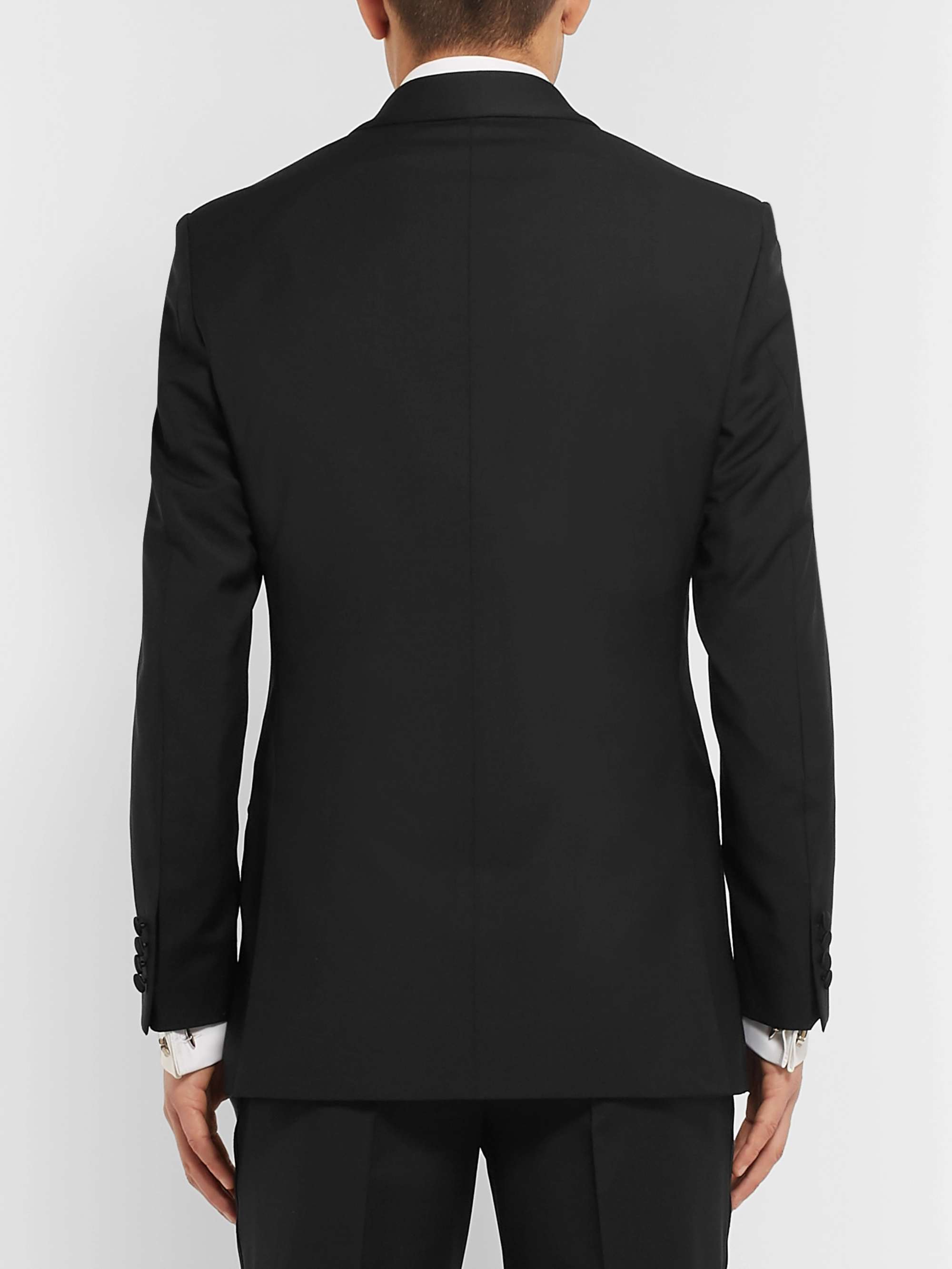 RICHARD JAMES Black Slim-Fit Wool and Mohair-Blend Tuxedo Jacket