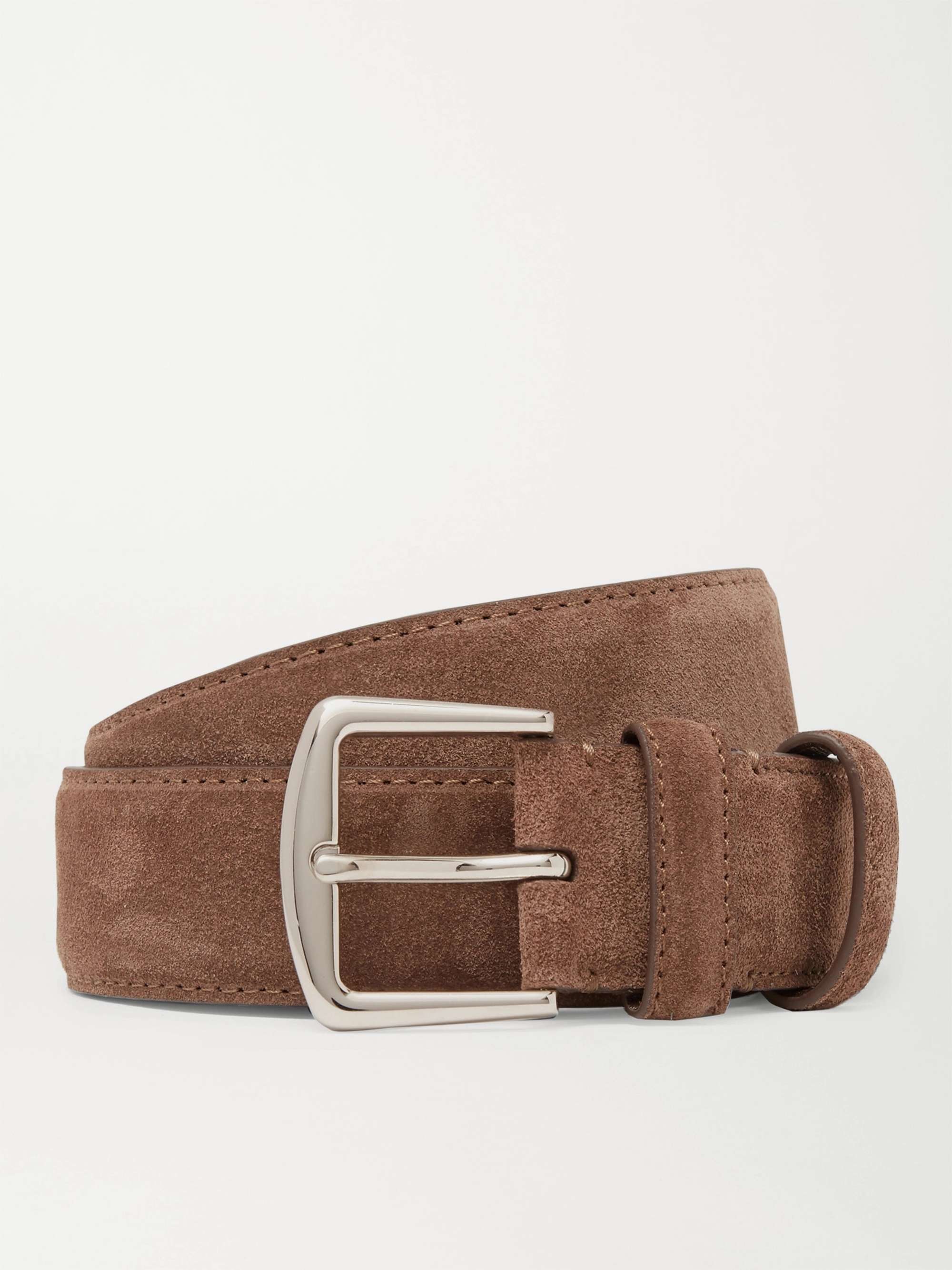 Male Brown Suede Leather Belt