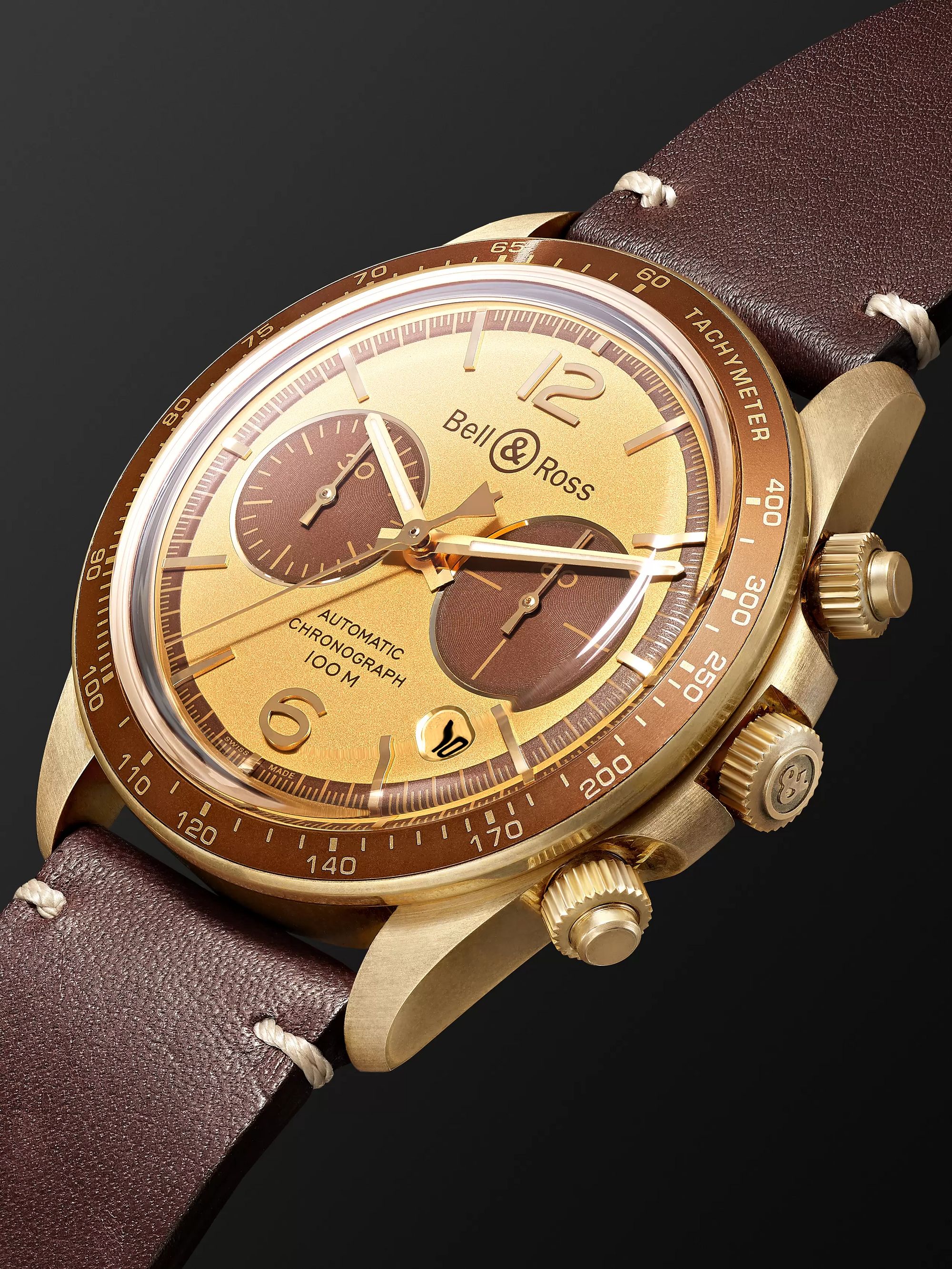 BELL & ROSS BR V2-94 Bellytanker 'El Mirage' The Rake x Revolution Limited Edition Automatic Chronograph 41mm Bronze and Leather Watch, Ref. No. BRV294-RR-BR/SCA
