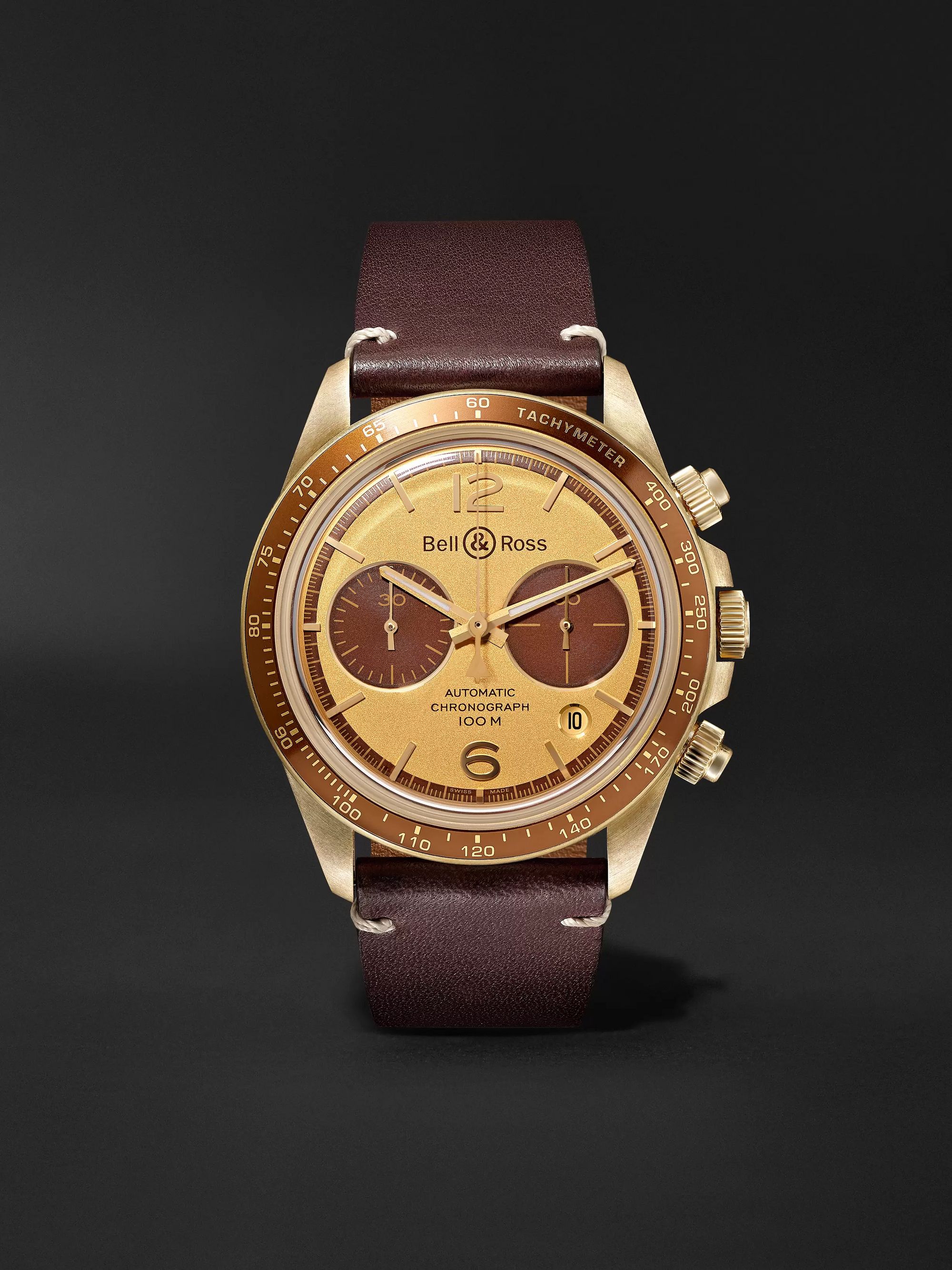 BELL & ROSS BR V2-94 Bellytanker 'El Mirage' The Rake x Revolution Limited Edition Automatic Chronograph 41mm Bronze and Leather Watch, Ref. No. BRV294-RR-BR/SCA