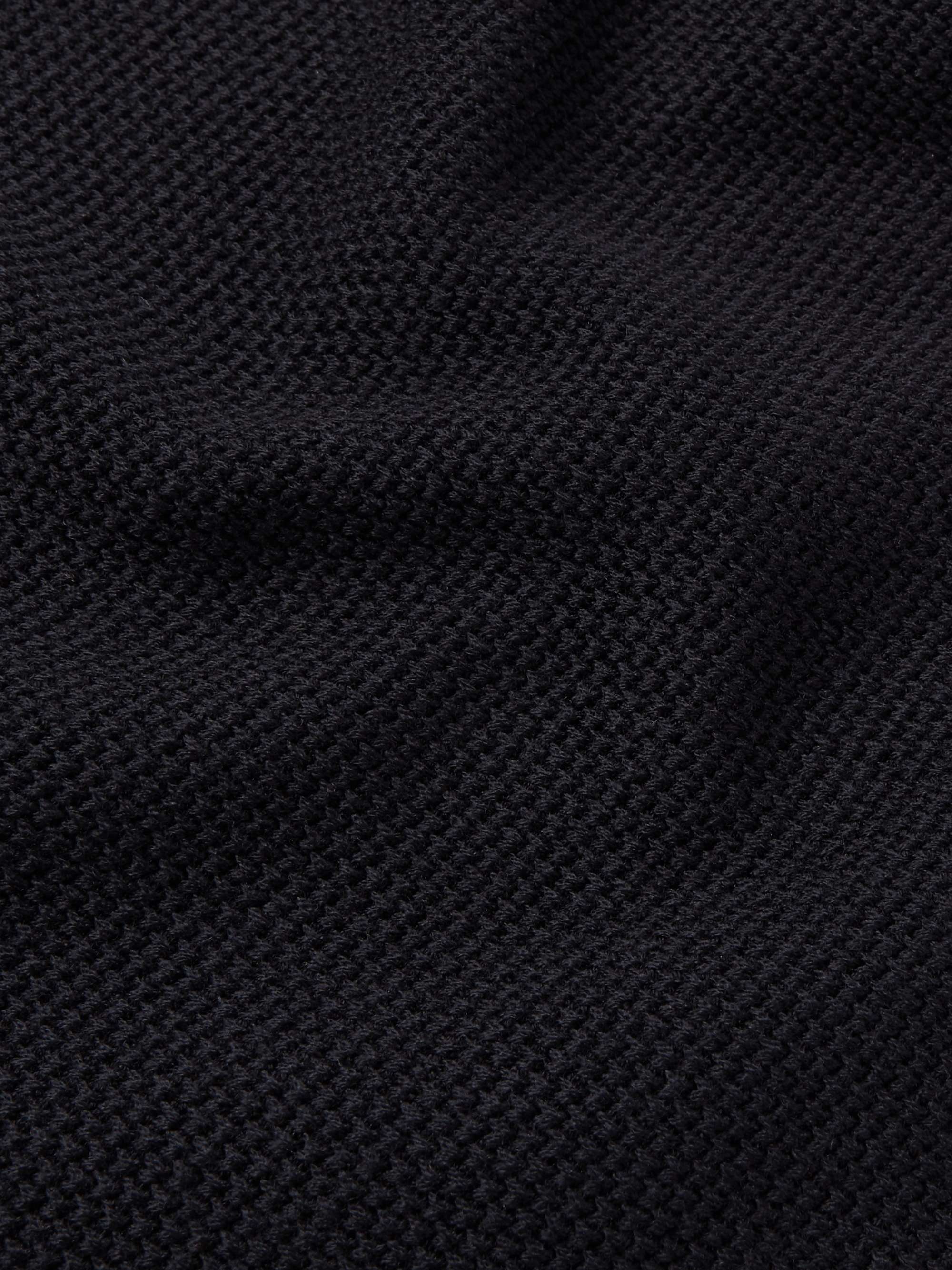 ZEGNA Suede-Trimmed Waffle-Knit Wool Sweater