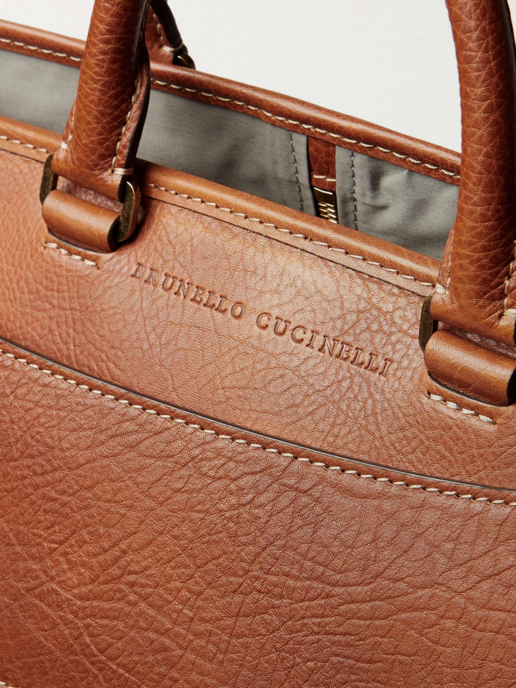 BRUNELLO CUCINELLI Full-Grain Leather Garment Bag