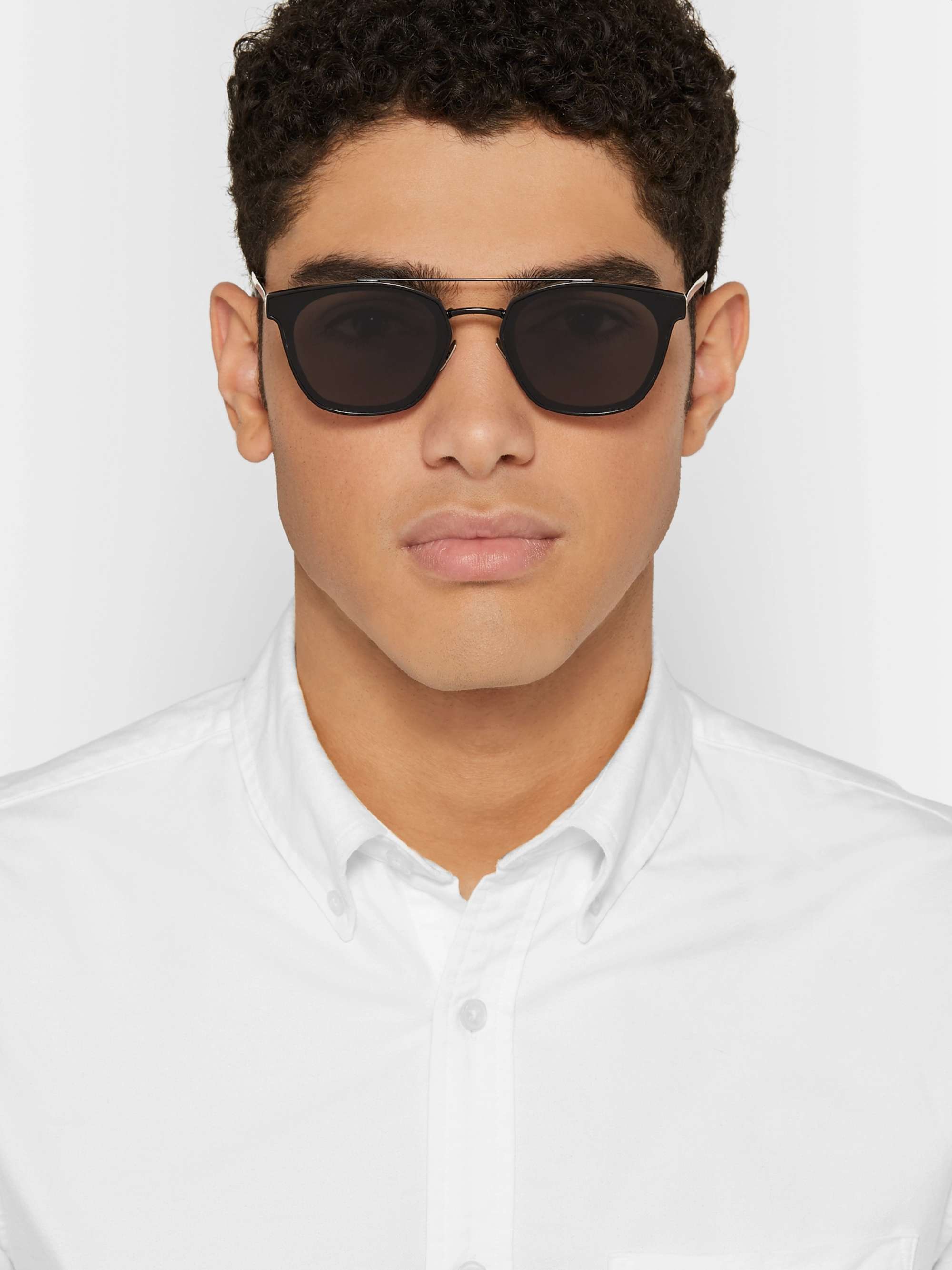 SAINT LAURENT EYEWEAR Aviator-Style Black Metal Sunglasses