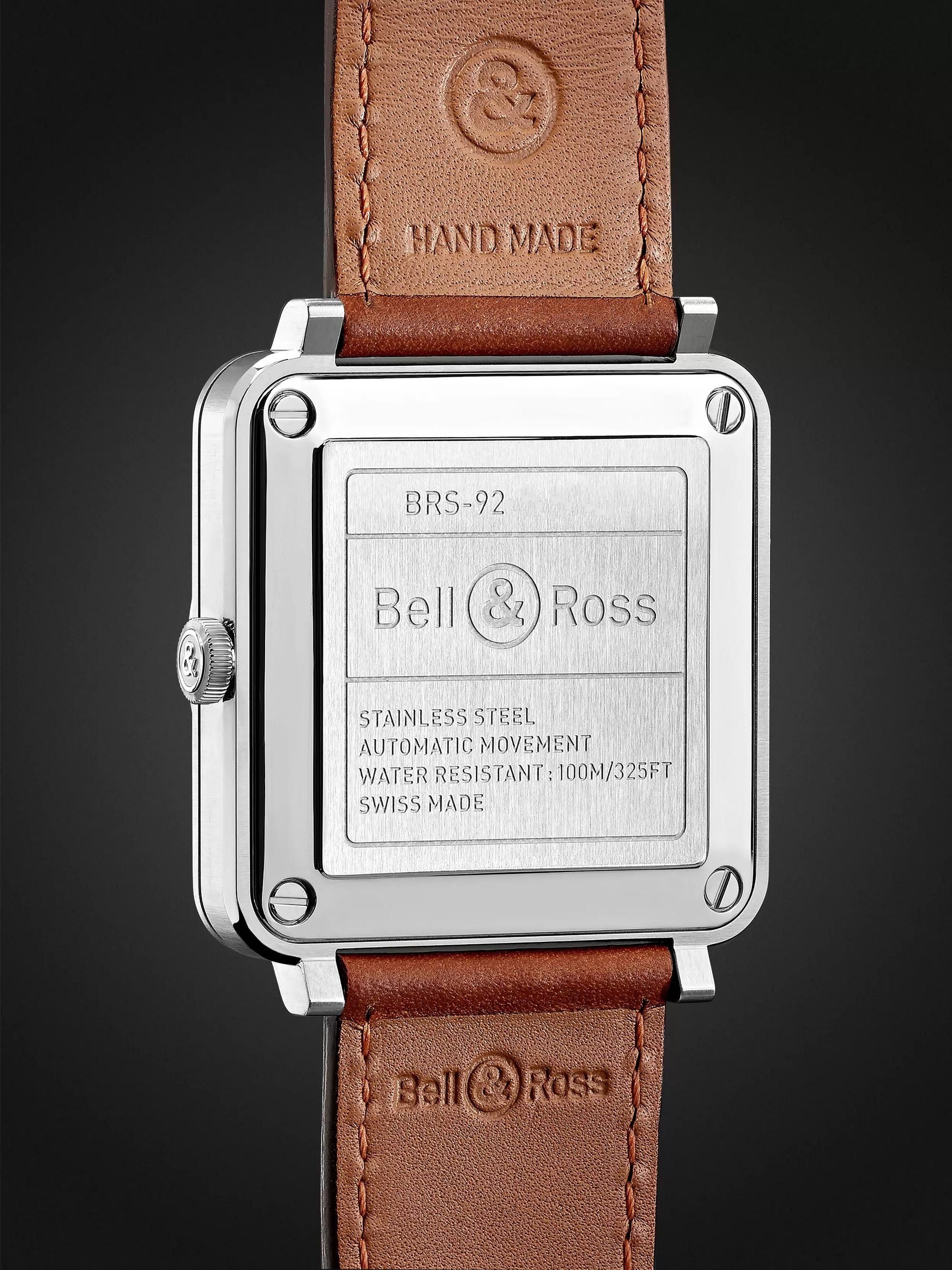 BELL & ROSS BR S-92 Golden Heritage Automatic 39mm Stainless Steel and Leather Watch, Ref. No. BRS92-ST-G-HE/SCA