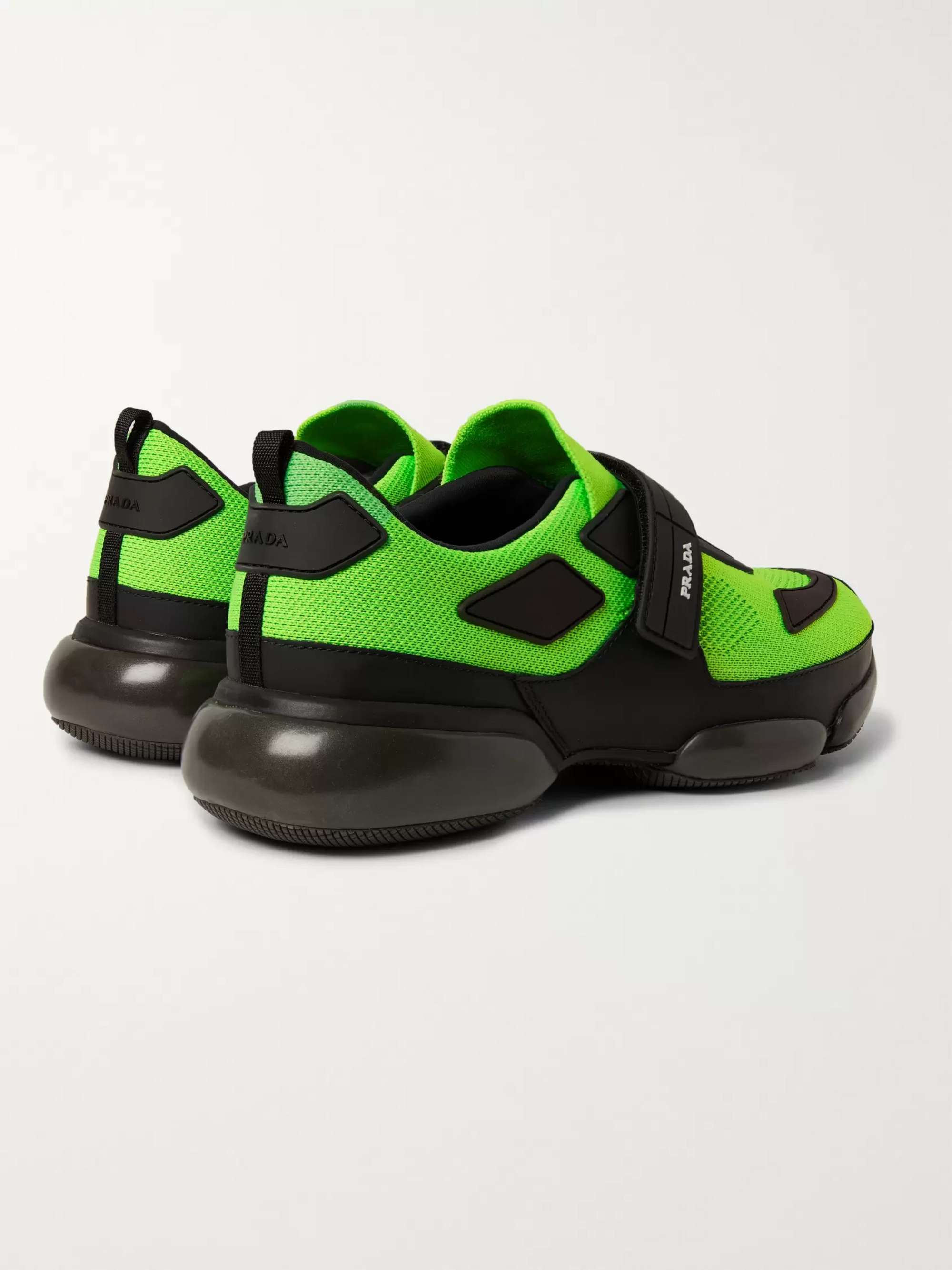 PRADA Cloudbust Mesh, Rubber and Leather Sneakers
