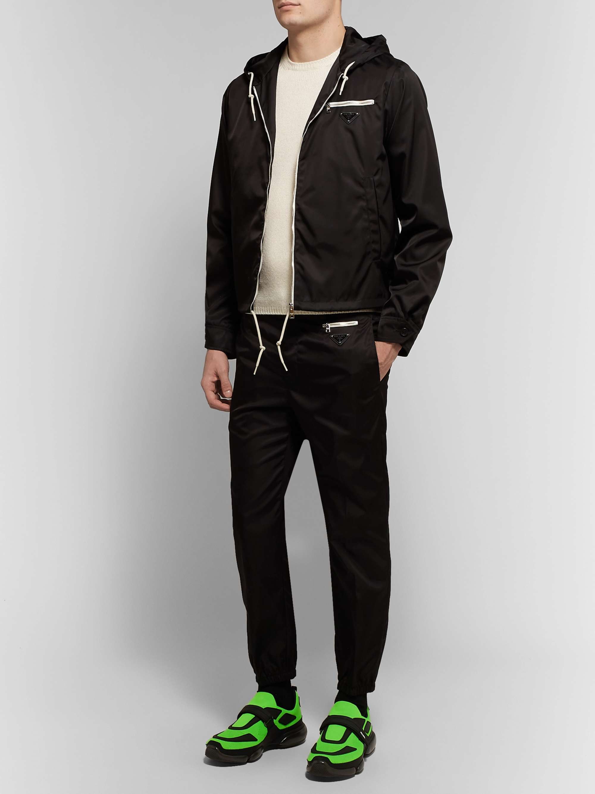 PRADA Cloudbust Mesh, Rubber and Leather Sneakers
