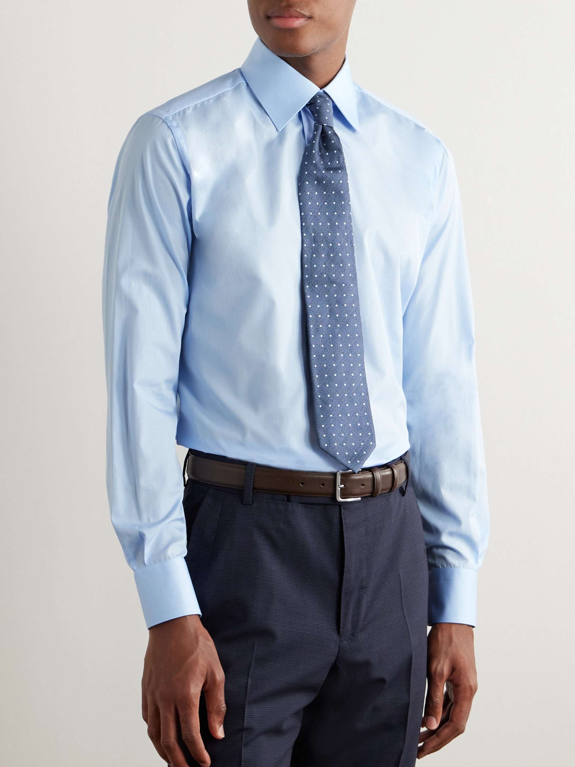 BRIONI Light-Blue Cotton-Poplin Shirt