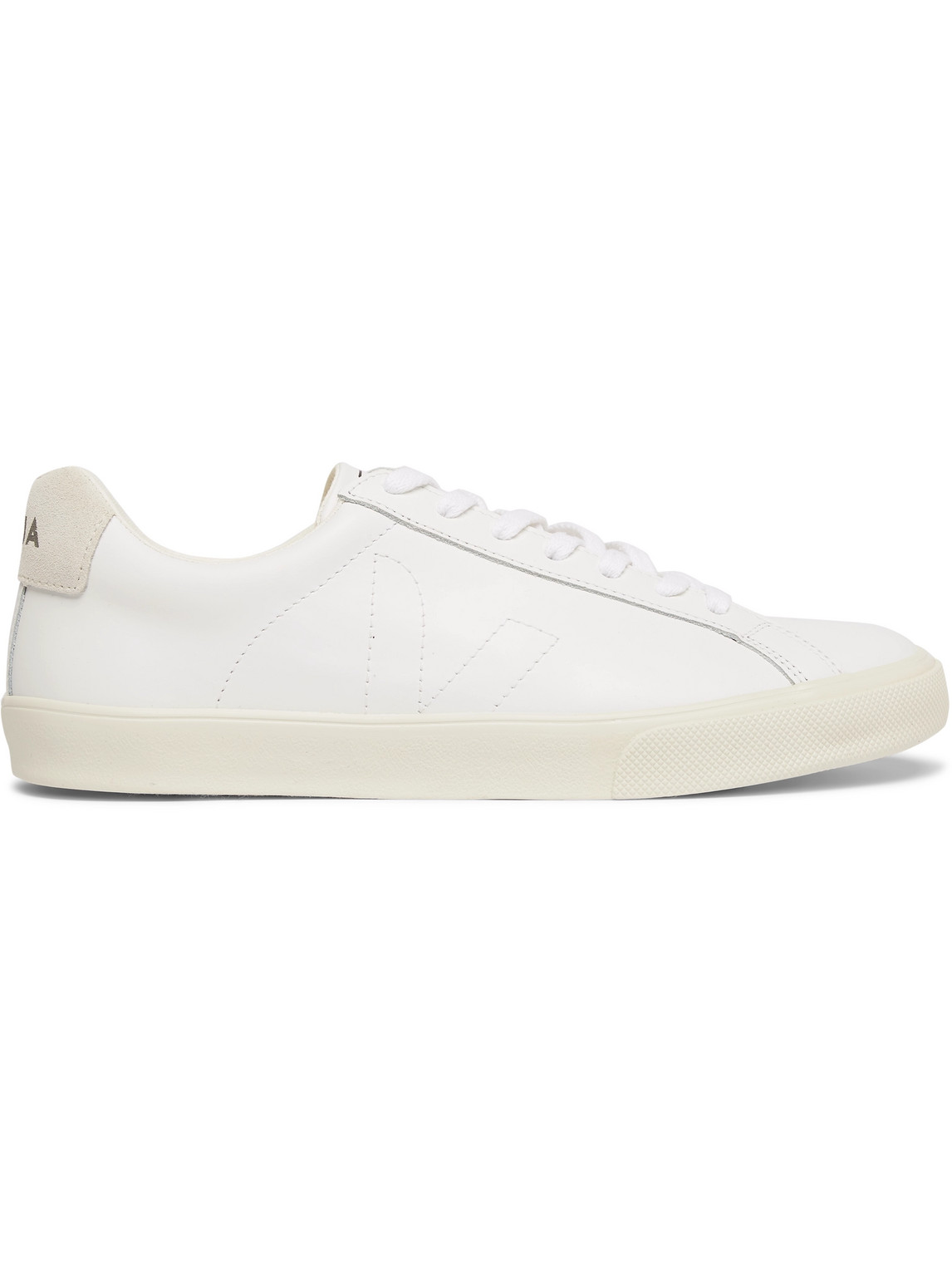 Shop Veja Esplar Suede-trimmed Leather Sneakers In White