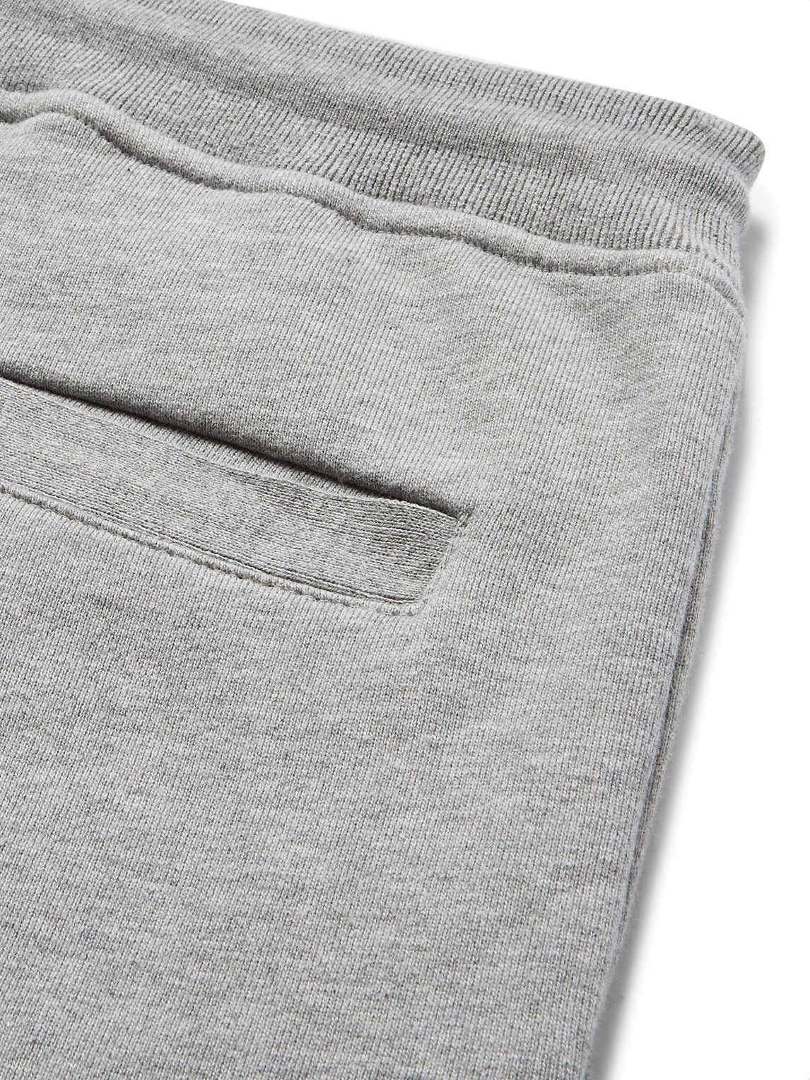 Shop Thom Browne Tapered Striped Loopback Cotton-jersey Sweatpants In Gray