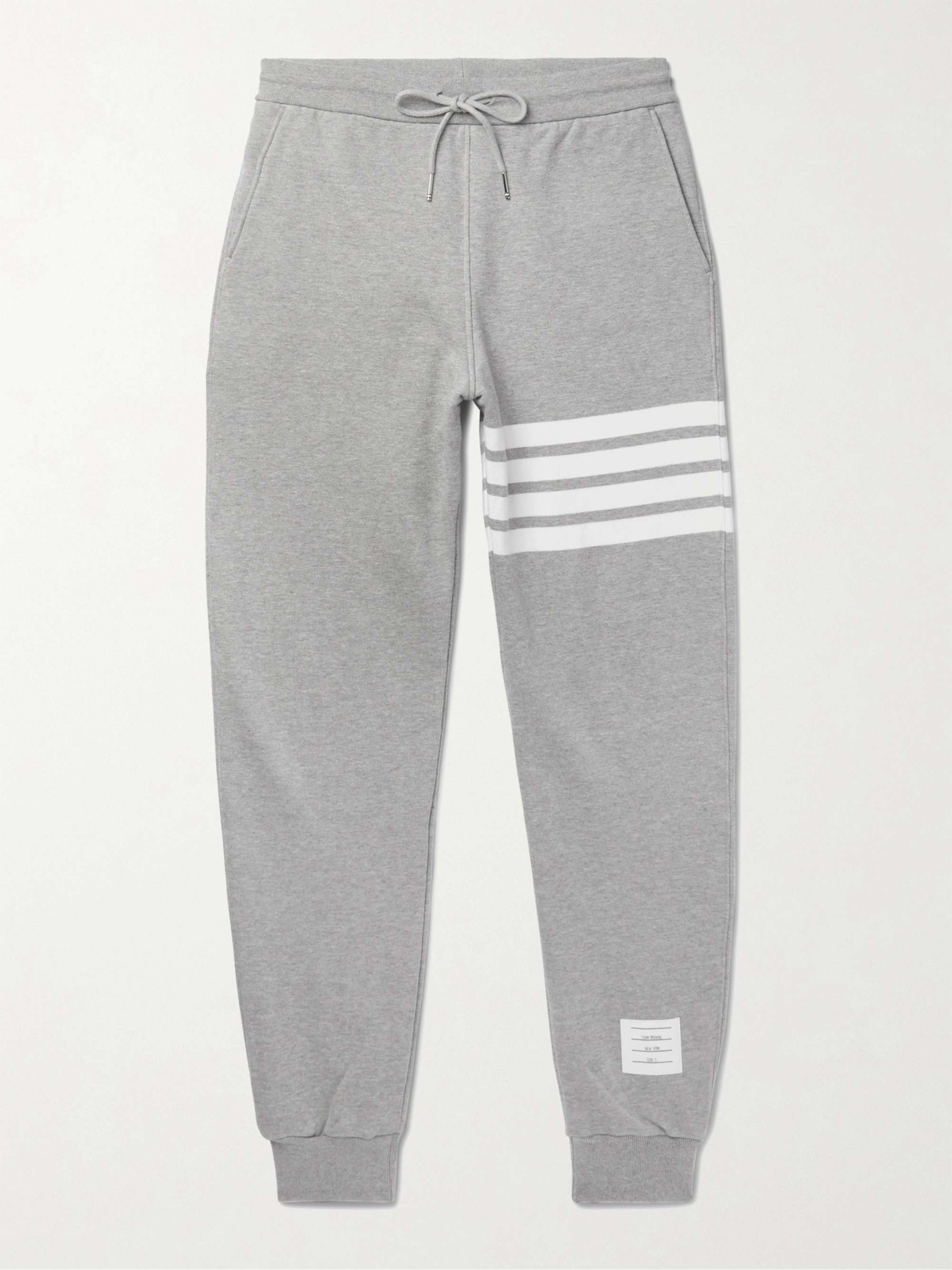 THOM BROWNE Tapered Striped Loopback Cotton-Jersey Sweatpants for Men