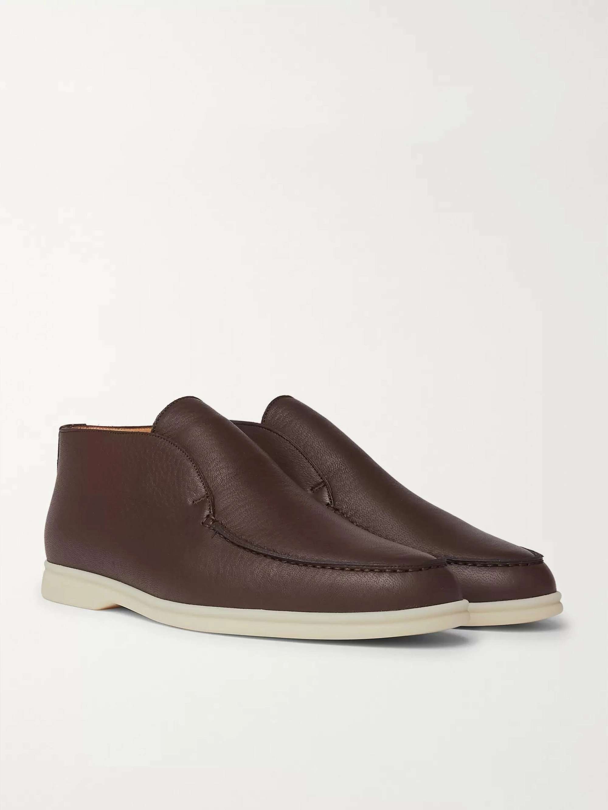 LORO PIANA Open Walk Full-Grain Leather Boots