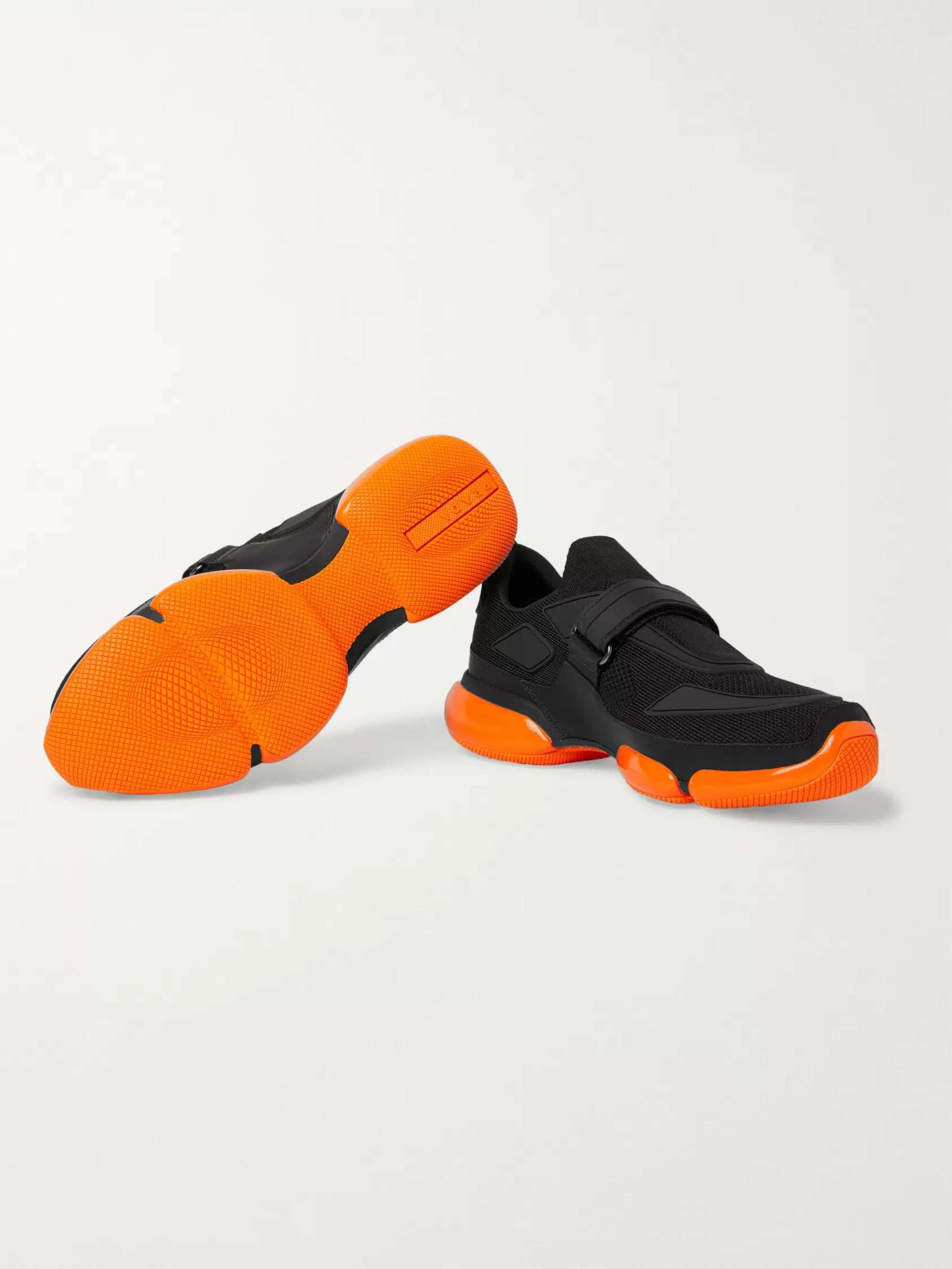 PRADA Cloudbust Mesh, Rubber and Leather Sneakers
