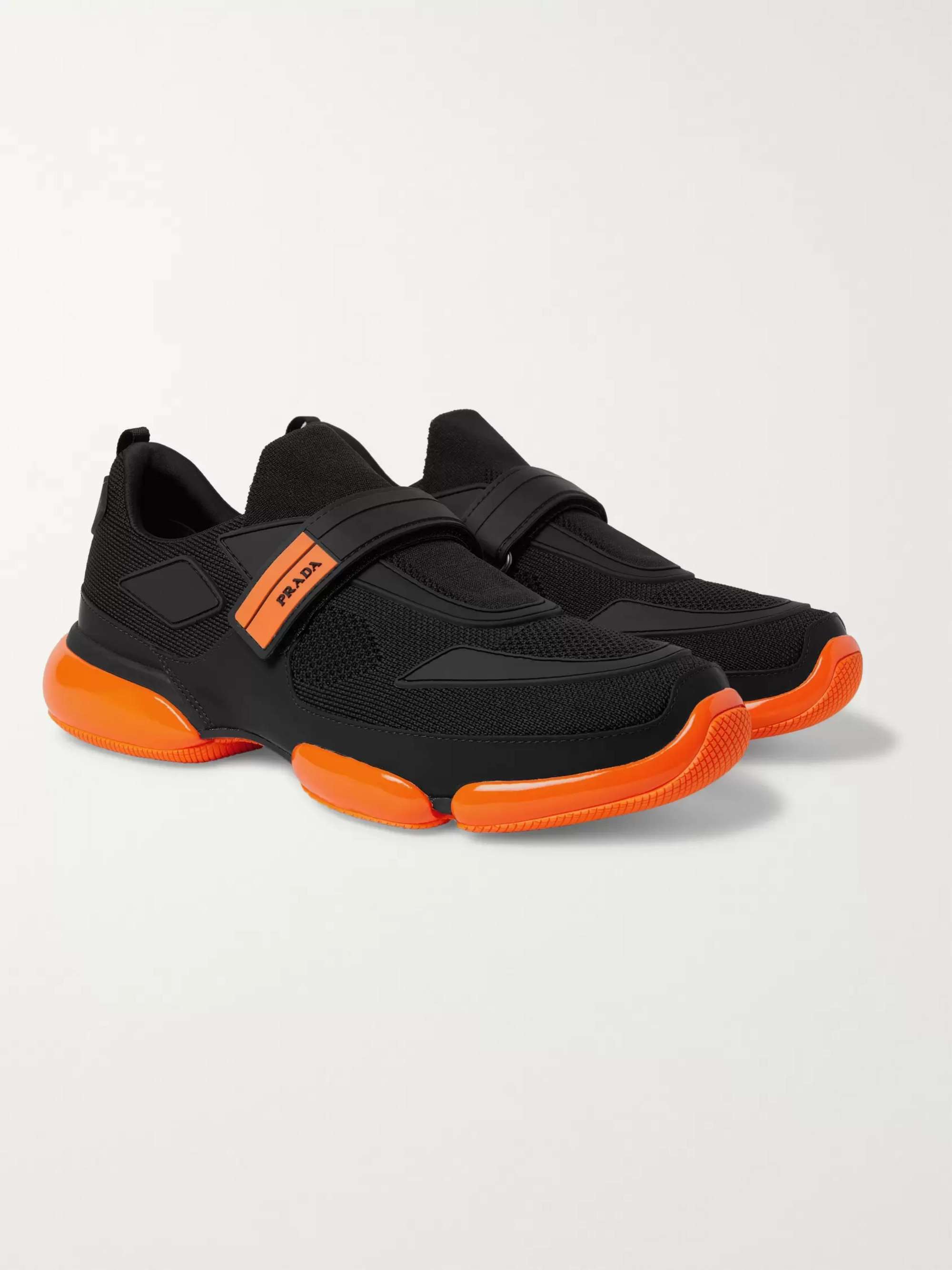 PRADA Cloudbust Mesh, Rubber and Leather Sneakers